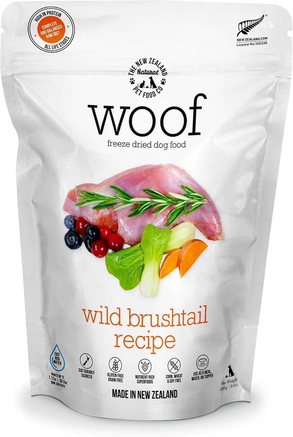 The New Zealand Natural Pet Food Co. Woof Freeze Dried Dog Food - Wild Venison, High Protein, Dog Food Topper & Dog Treats, All Life Stages, 1.76 oz
