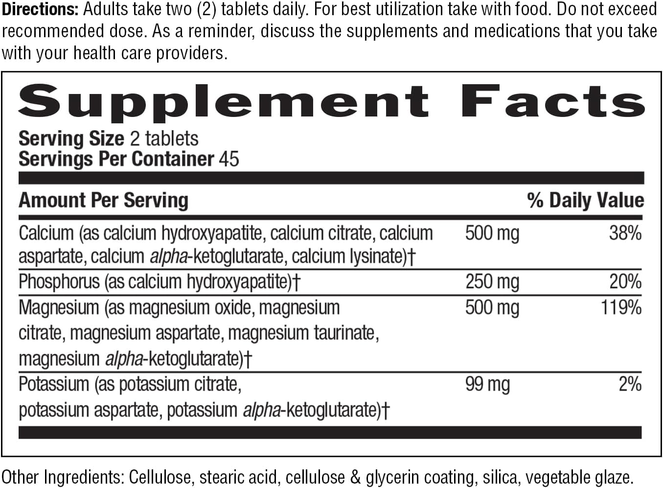 Country Life Target-Mins Calcium Magnesium Potassium, 180 Tablets | 500 mg calcium, 500 mg magnesium and 99 mg potassium per 2-tablet serving; certified gluten-free
