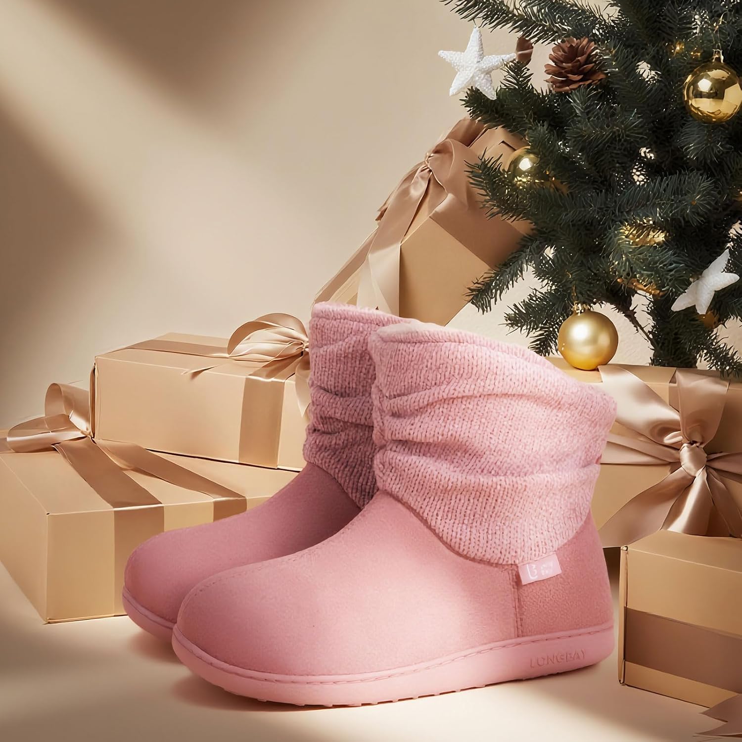 LongBay Slippers Boots for Women Warm Winter Fuzzy Bootie House Shoes Gifts