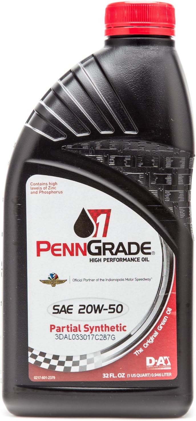 PENN GRADE 1, 20W-50 Partial Synthetic Racing Oil 12 Pack With Funnel