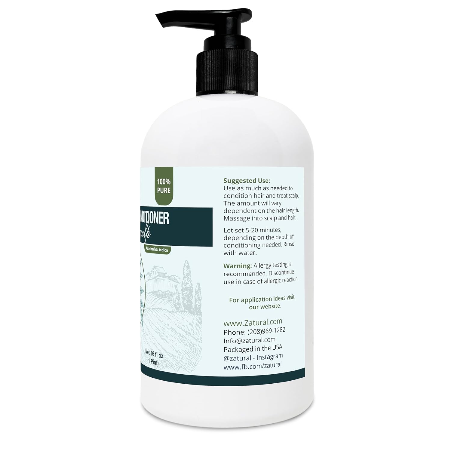 Zatural Neem Shampoo | Gentle Scalp & Hair Cleanser with Botanical Extracts | Moisturizing Wash for Softness, Volume, and Shine (8 Fl Oz)