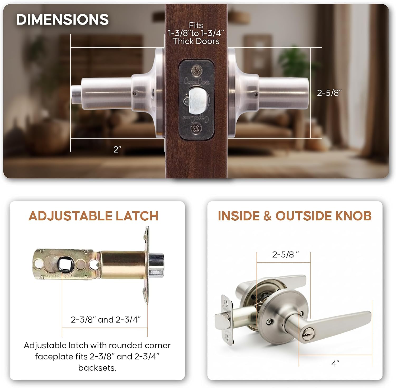 Copper Creek DL1231SS Daley Push Button Privacy Door Lever, Satin Stainless