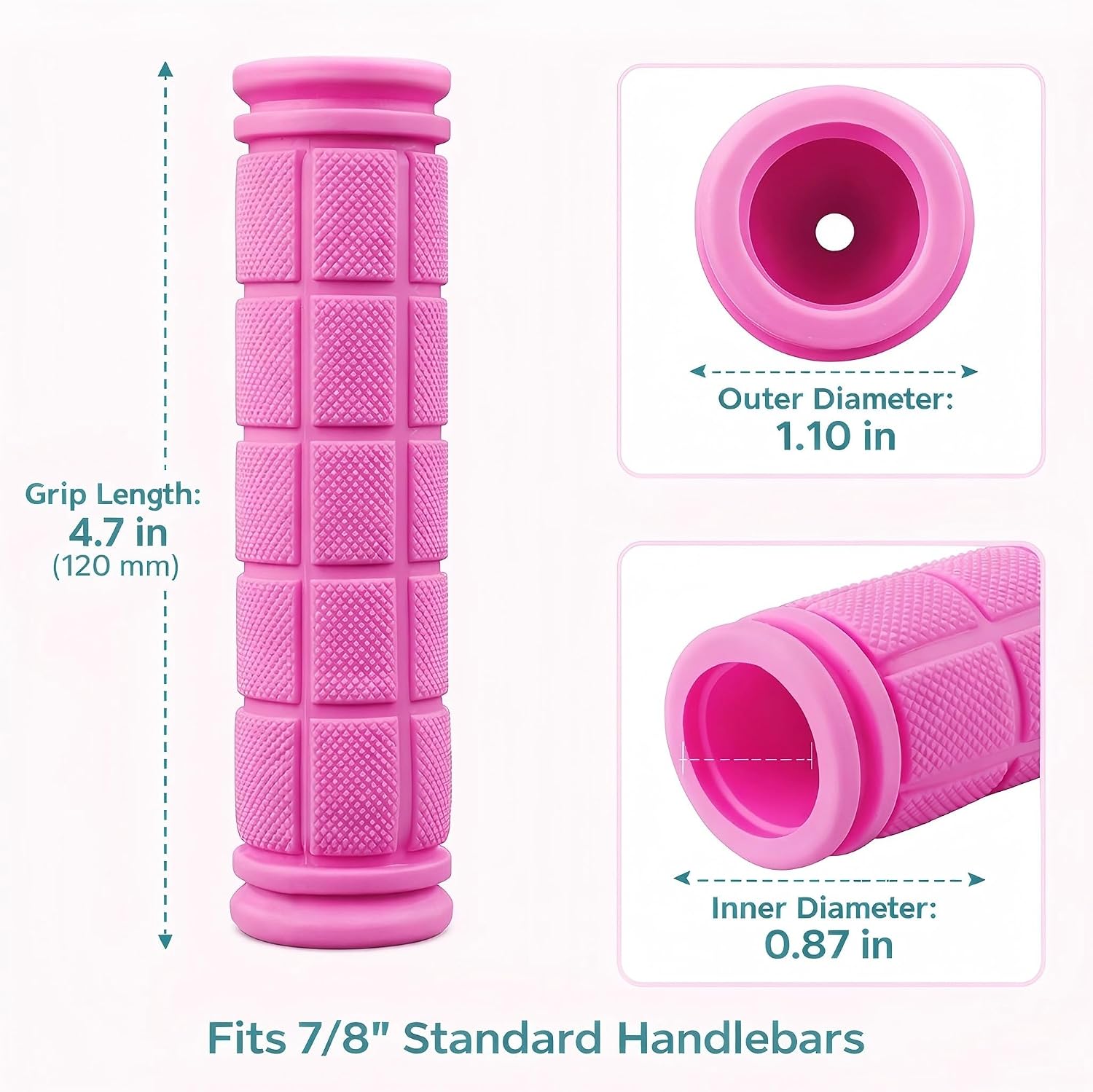 CHUNZEXI 4 PCS Bike Handlebar Grips, Rubber Bicycle Bar Grips Replacement, Non-Slip Handle Grips for Kids Bikes, Scooters, BMX