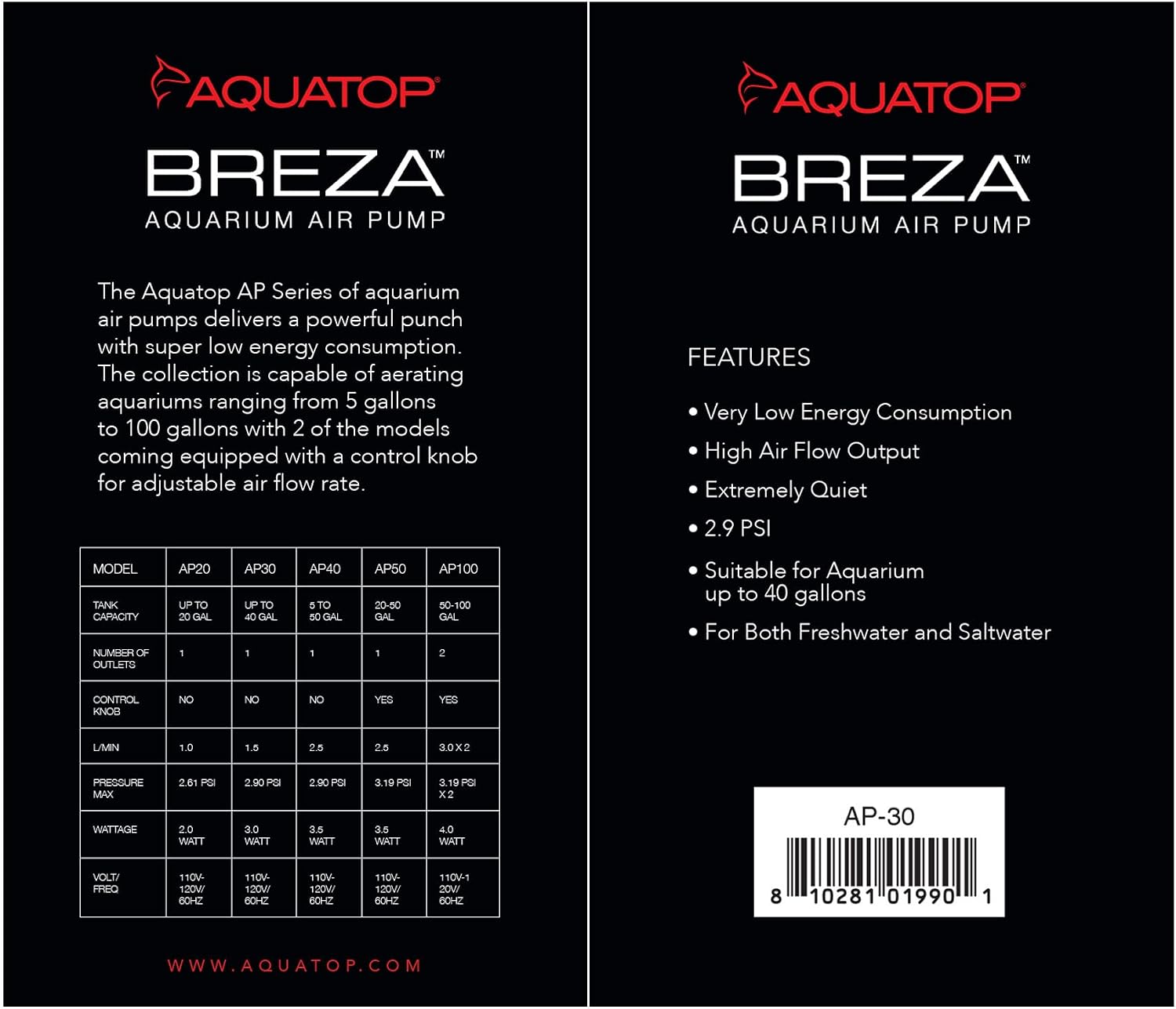 Aquatop Breza Aquarium Air Pump