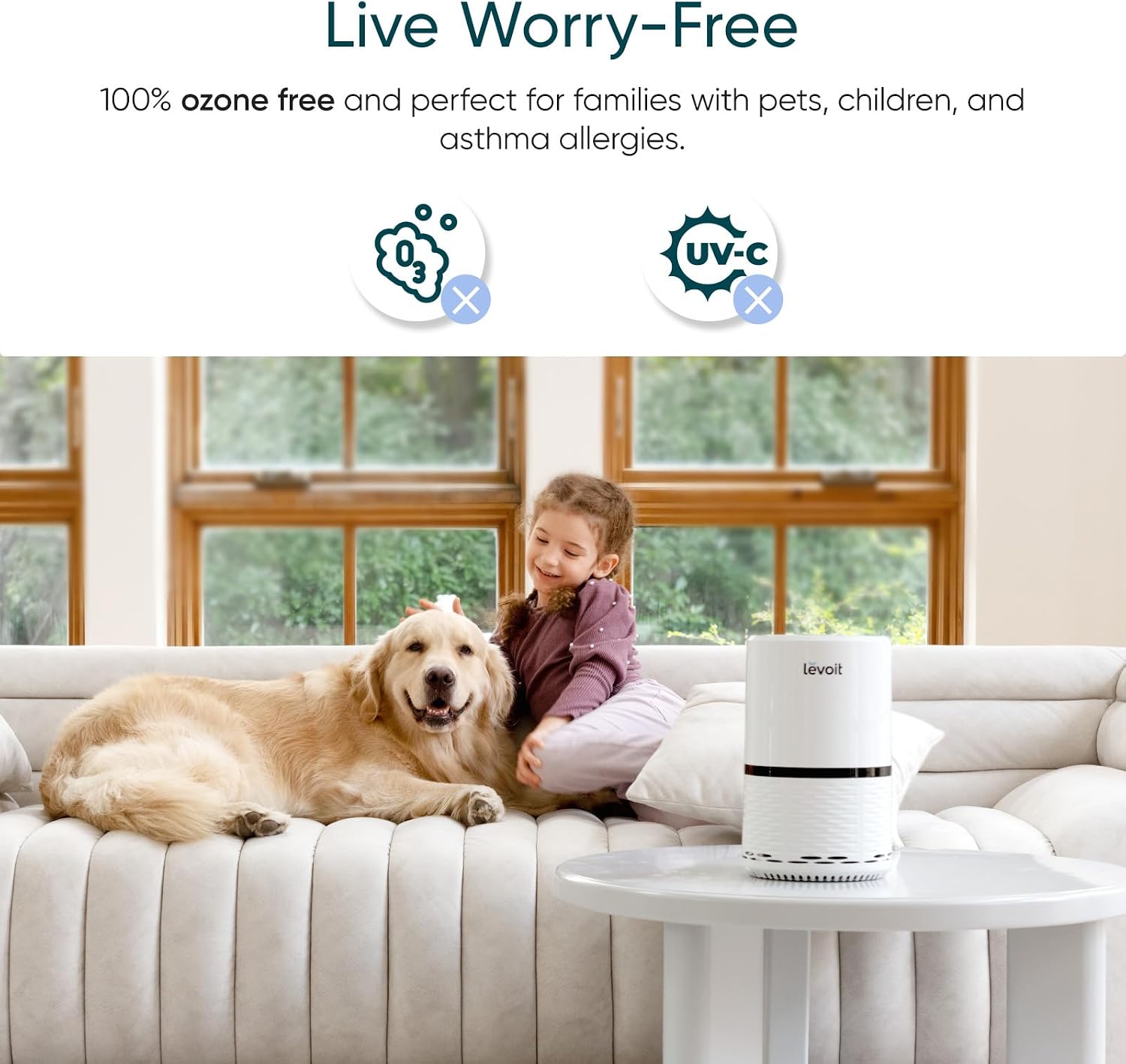 Levoit Air Purifier for Home Pets Bedroom Dorm Room, Smart & Voice Control