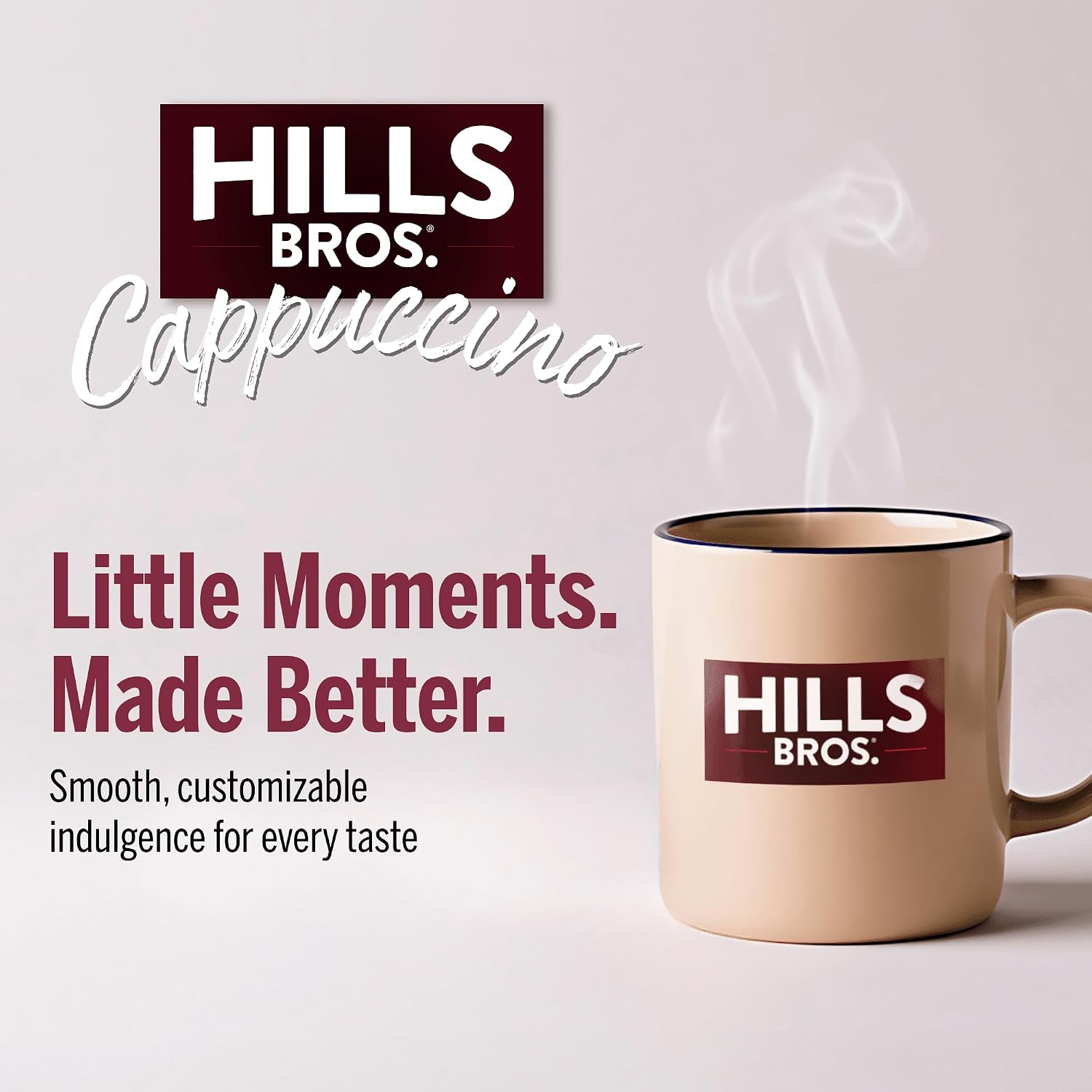Hills Bros. Cappuccino Mix – Rich, Frothy Coffeehouse-Tasting Instant Drink Mix – Quick and Easy Preparation – Perfect for Hot & Iced Drinks & Creaming Coffee – Double Mocha, 1 Pack of 16oz
