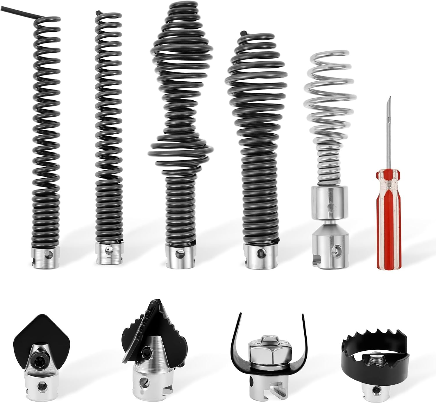 10Pcs Drain Snake Drill Attachment Set for K-400 C-4 C-6, Drain Auger Cutter Kit, High Carbon Steel Drain Cable Cutter and Auger Set for Clog Removal