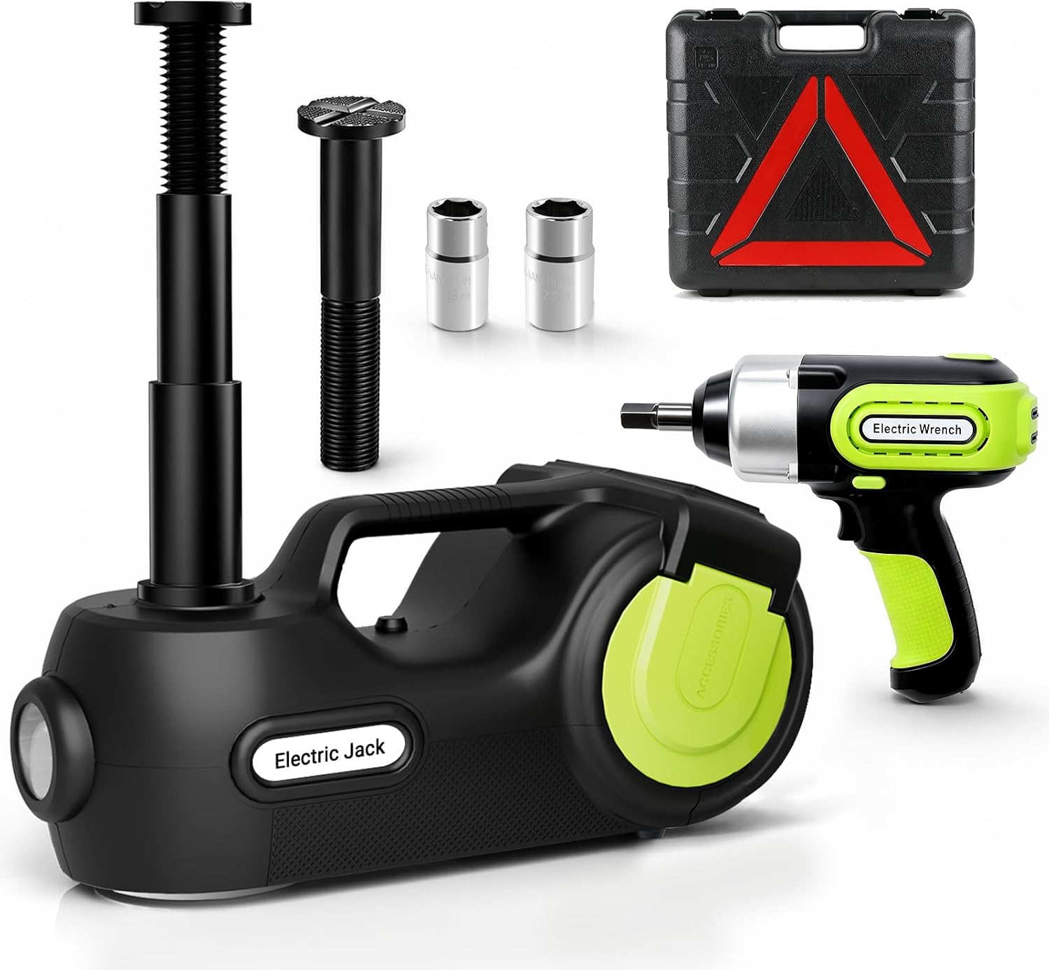 E-HEELP Electric Car Jack Kit 5 Ton 12V with Impact Wrench, 6.1-17.7 in