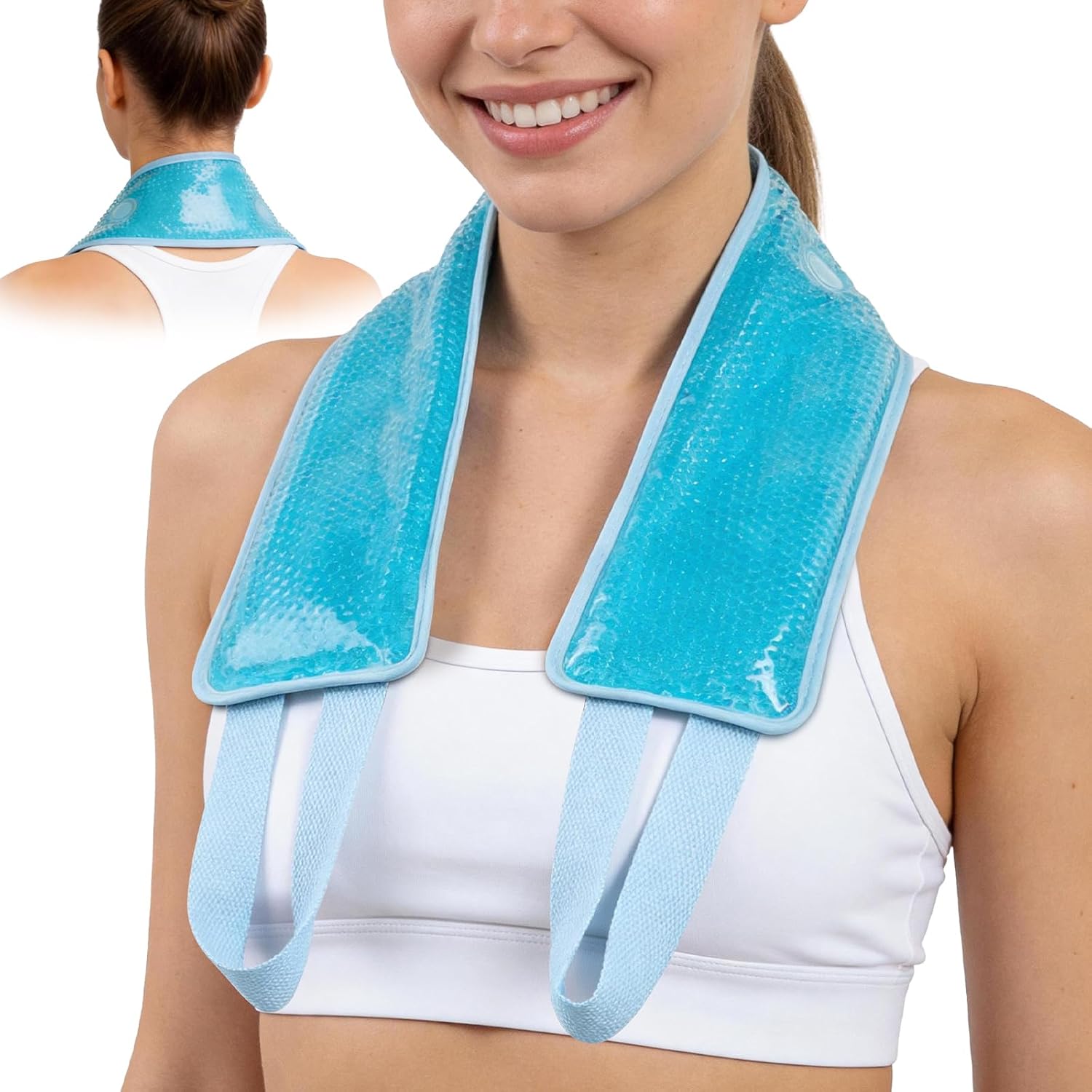 NEWGO Ice Pack for Neck Pain Relief, FSA Eligible, Blue | Double-sided Material, Neck Ice Wrap for Cervical Pain, Office Pressure, Sports Injuries