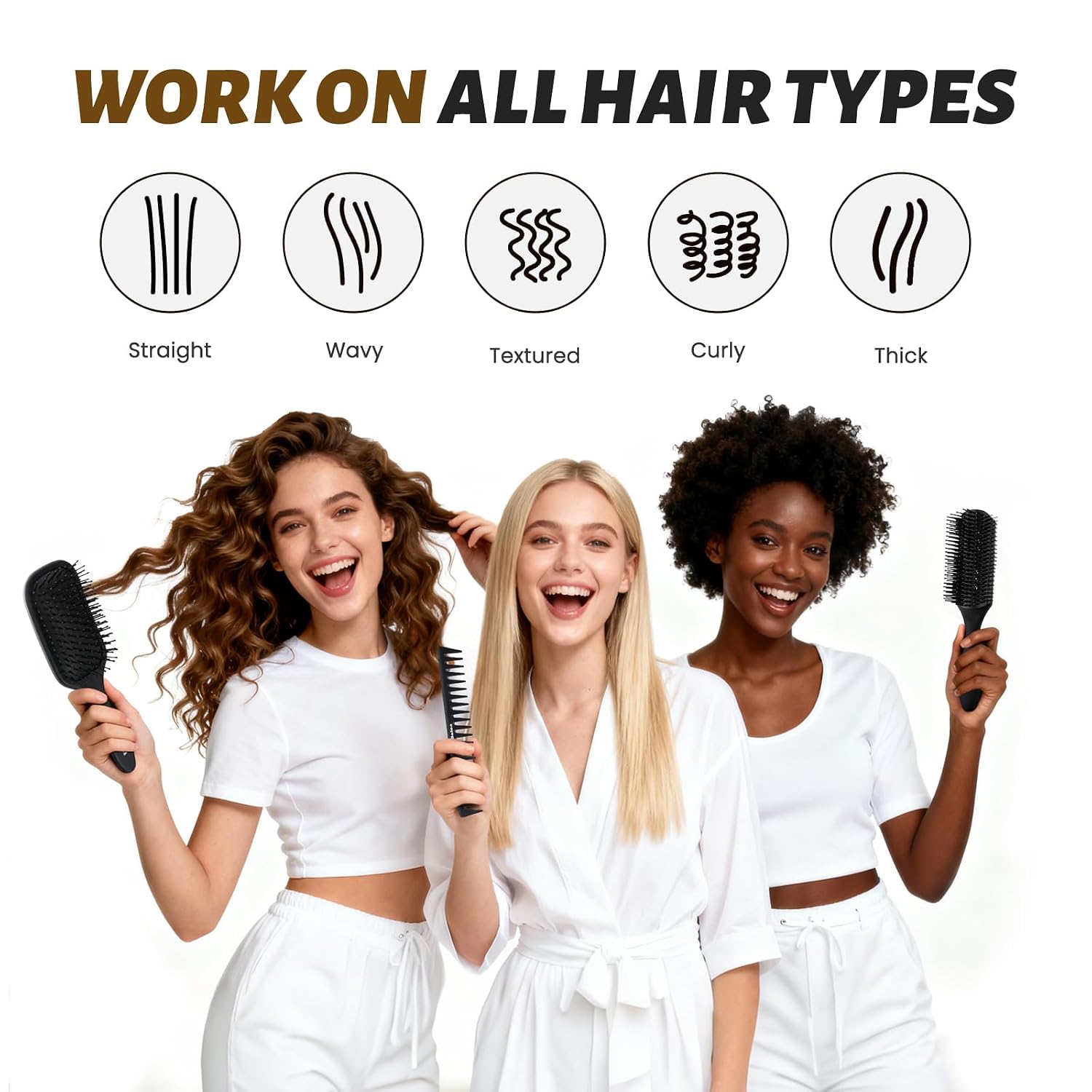 Hair Brush for Men and Women, 4Pcs Brush and Comb Set Detangling All Hair