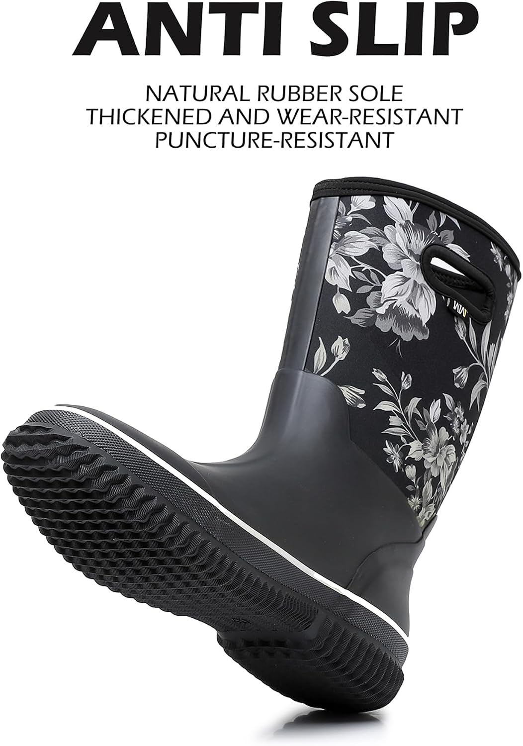 WTW Womens Mid Calf Rain Boots - Waterproof Insulated Neoprene Rubber Boots Mud Outdoor Hunting Garden Boots