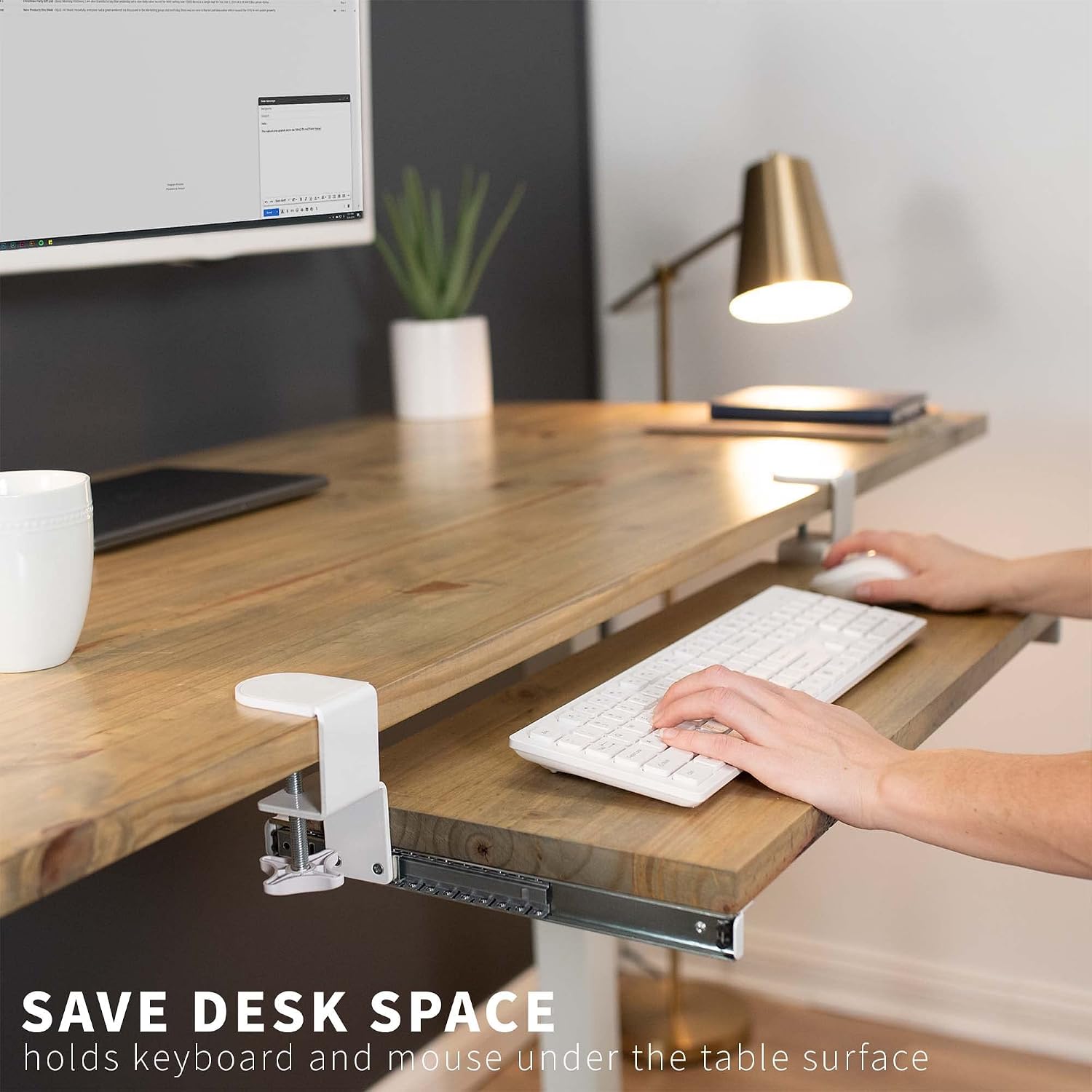 VIVO Clamp and 12 inch Rail Set for DIY Custom Wooden Keyboard Trays (Rail Set Only - Tray Not Included)