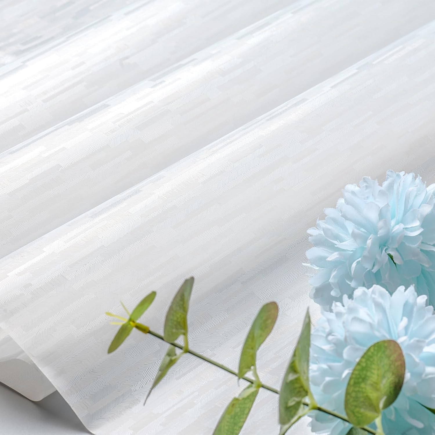Haton Window Privacy Film, Frosted Stripe Non-Adhesive, 17.5" x 78.7"