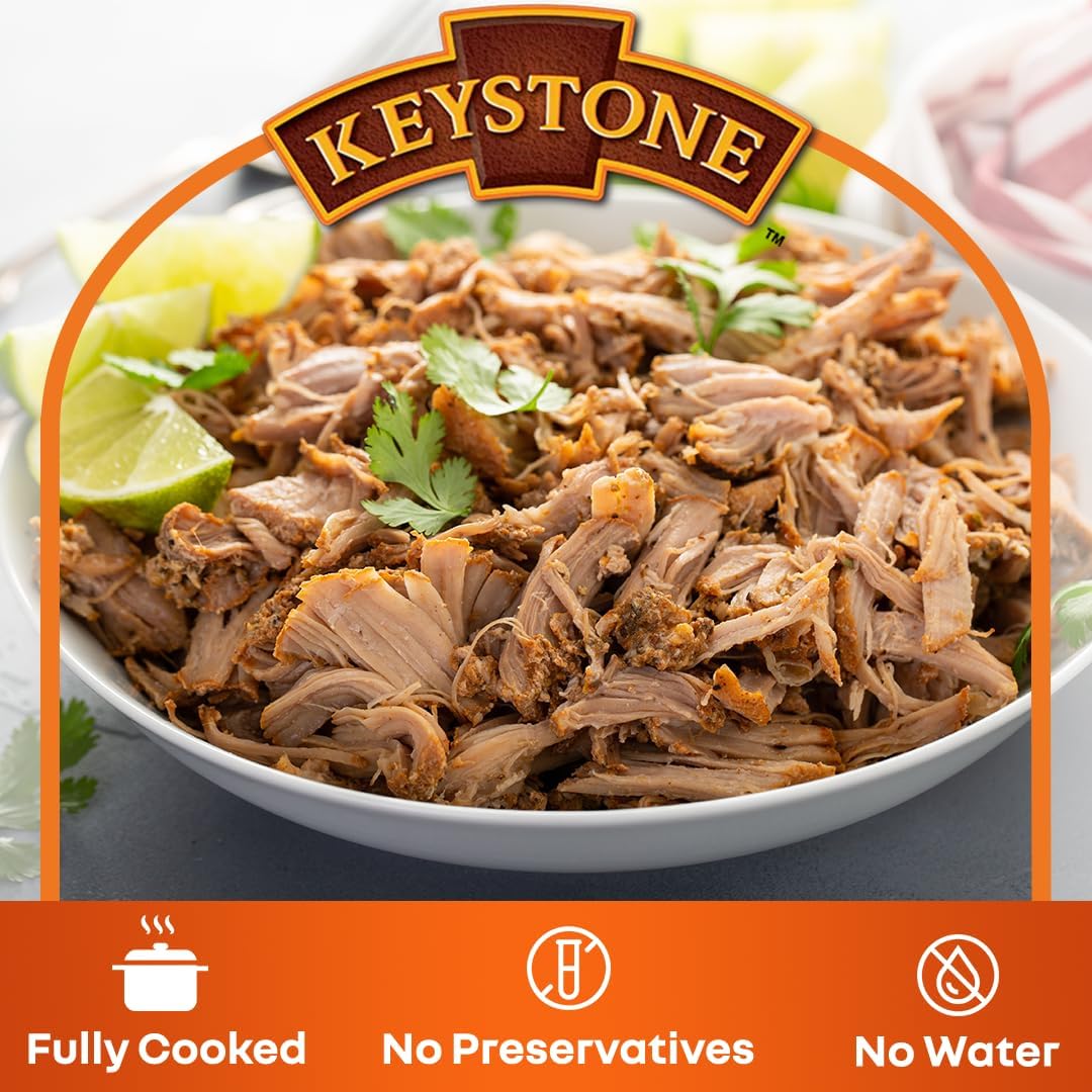 Keystone Meats All Natural Heat and Serve Ground Beef 14 Oz Fully Cooked Canned Meat Shelf Stable Emergency Survival Canned Food Ready to Eat No Preservatives Gluten Free Made in USA Pack of 2