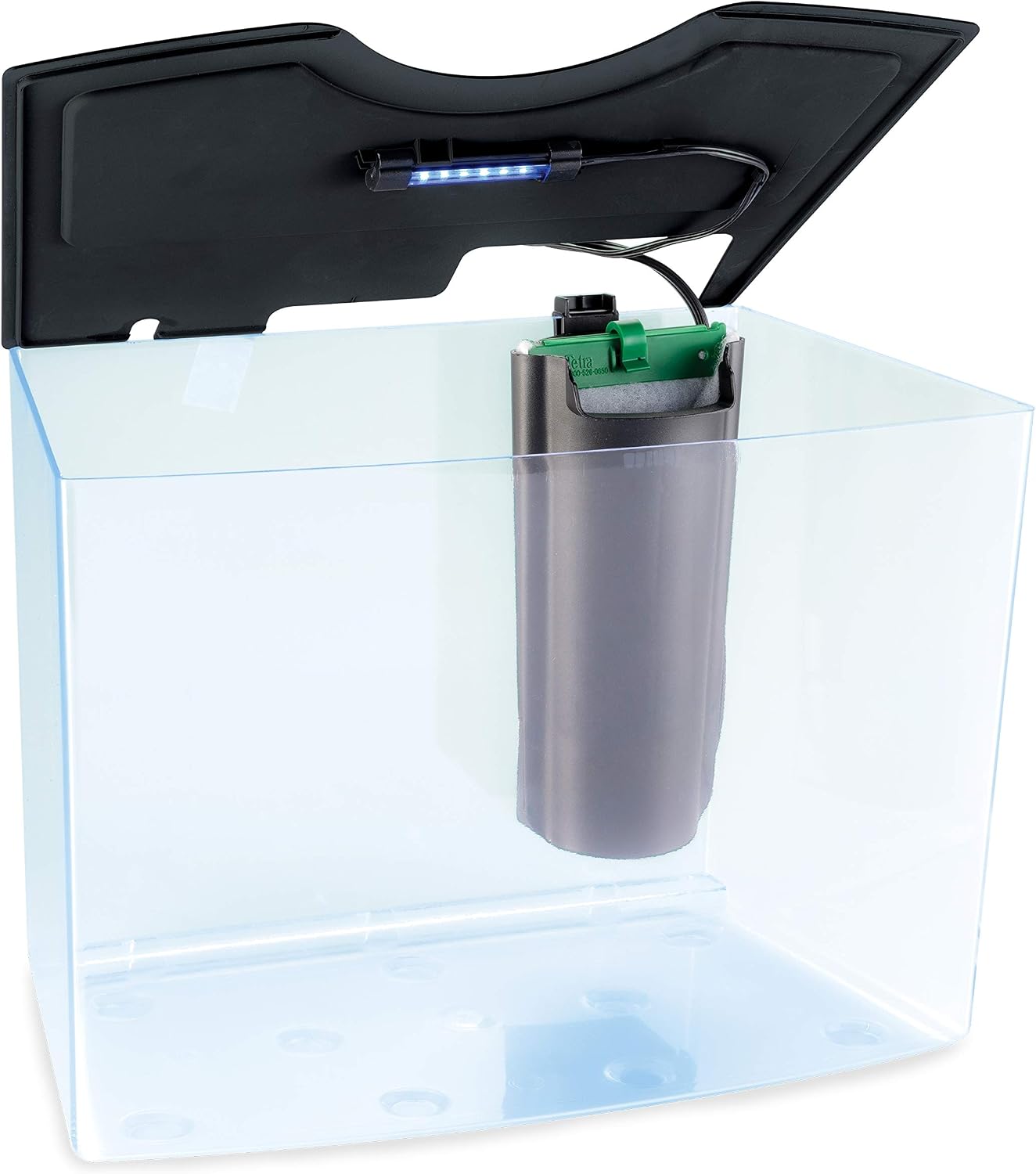 GloFish Crescent aquarium Kit 3 Gallons, Includes Hidden Blue LED Light And Internal Filter