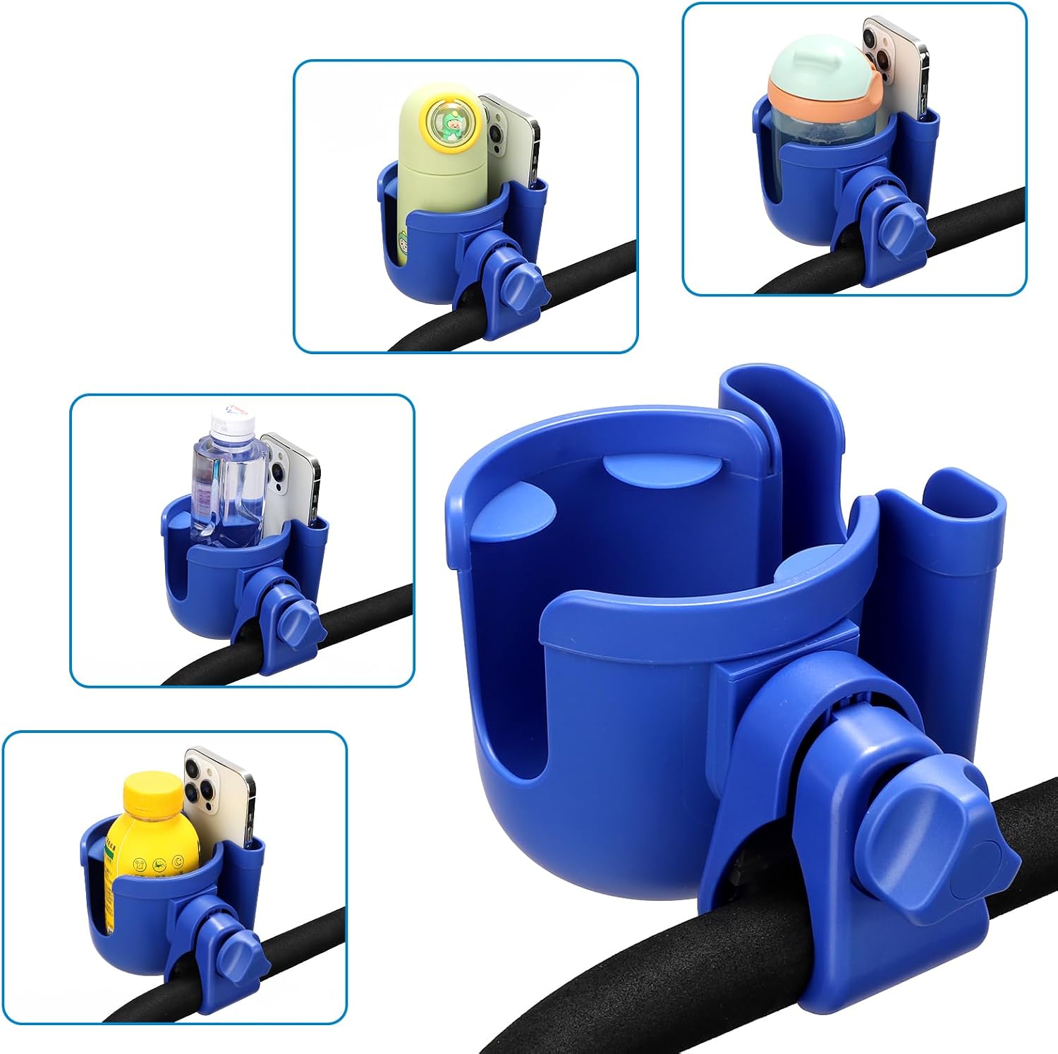 Accmor Stroller Cup Holder with Phone Holder, Bike Cup Holder, Universal Cup Holder for Uppababy Nuna Strollers, 2-in-1 Drinks Holder for Walker