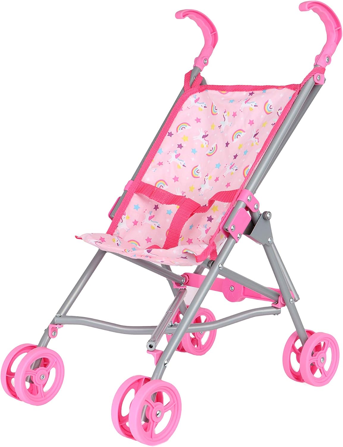 Dream Collection, Doll Stroller - Metal Fold Up and Down Umbrella Stroller for Realistic Pretend Play, Pink - 23”