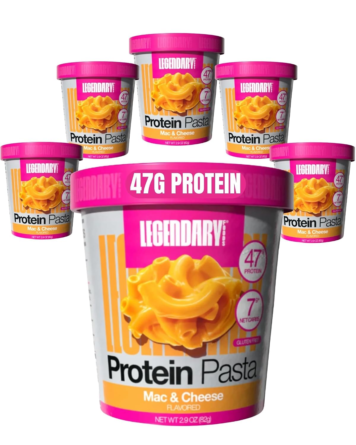 Legendary Foods 48g Protein Pasta Gluten Free Garlic Parmesan Cup | 8g Net Carbs, High Fiber Keto Pasta, Instant Protein Lunch - Low Carb Diet, Microwave Pasta Cups, Post workout Quick Meal