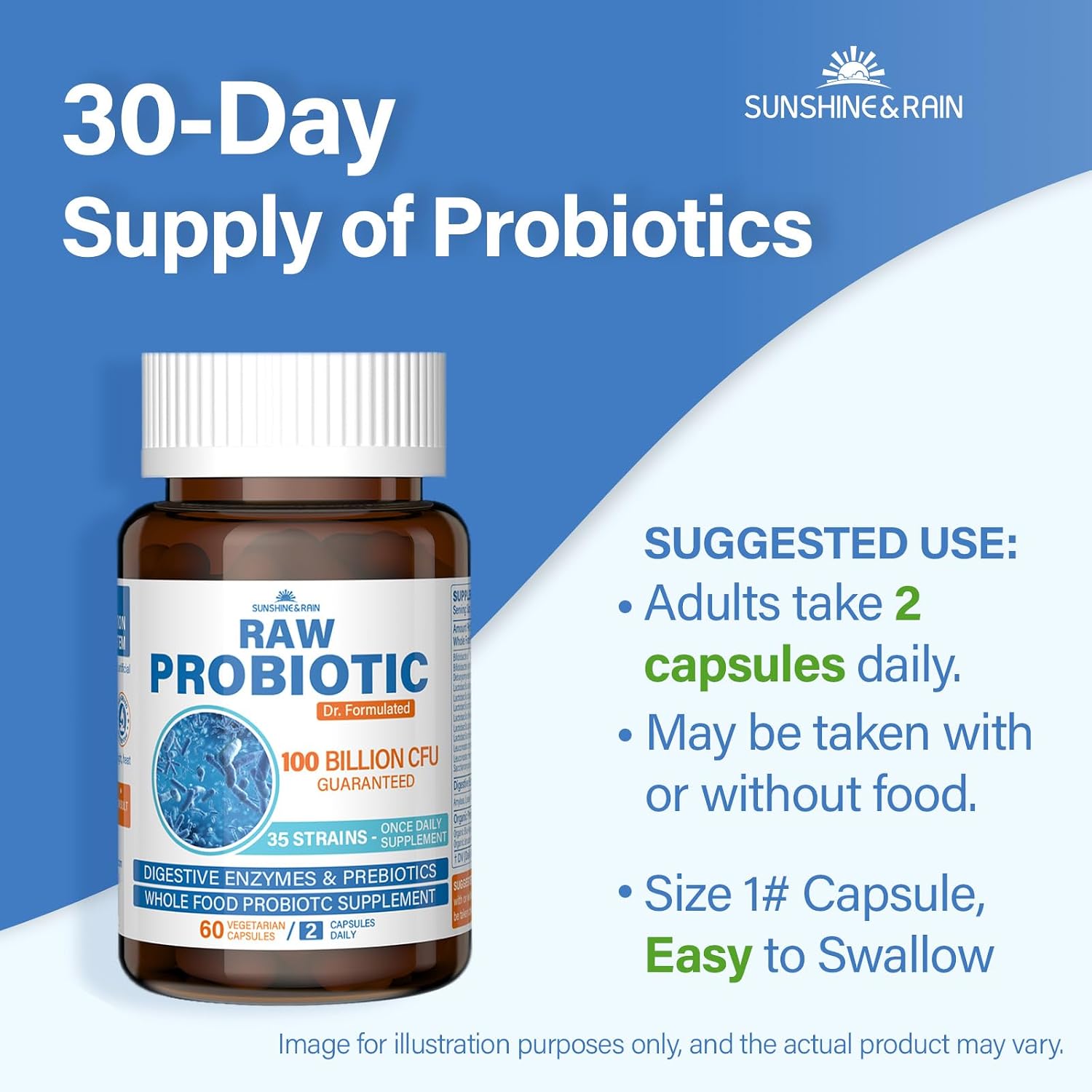 Probiotics for Women and Men, Probiotic + Prebiotic Enzyme Formula for Gut