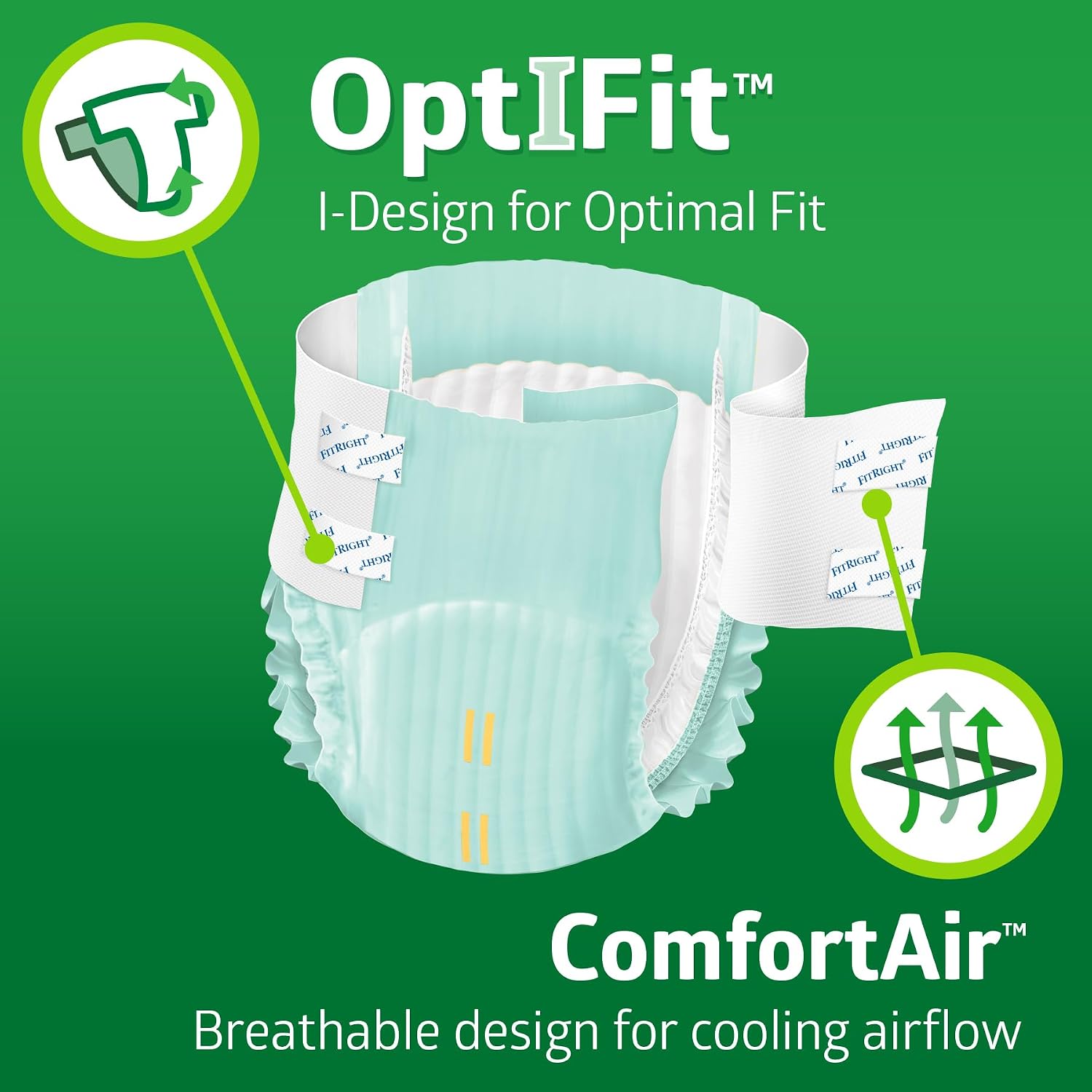 FitRight Adult Incontinence Briefs with Tabs, Heavy Absorbency, 2XL, 60" to 70", 20 Count