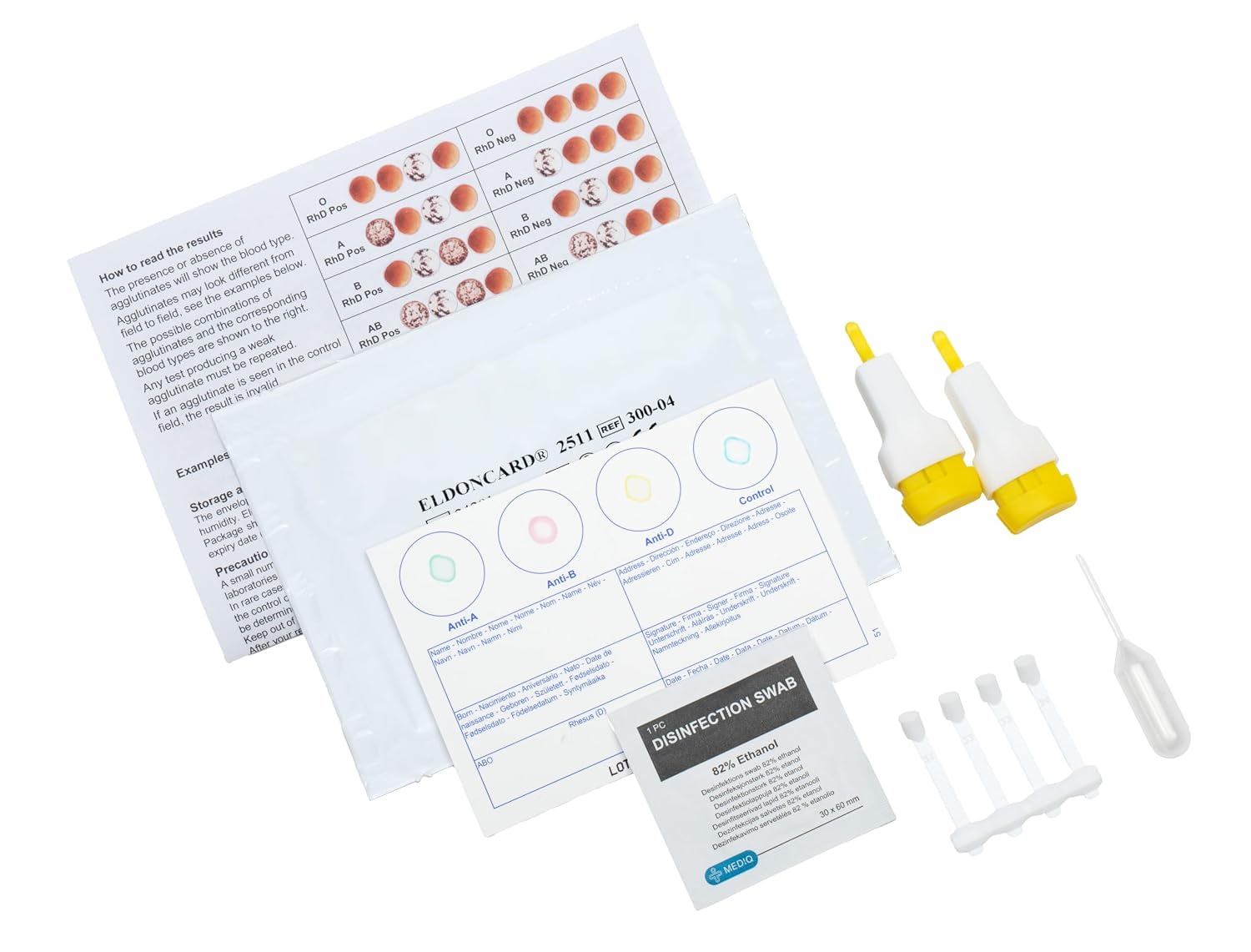Eldoncard Blood Typing Kit, 3 Test Pack, Know Your Blood Type, Accurate Instant Home Testing, Determine A, O, B