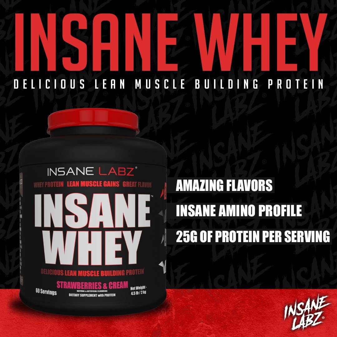 Insane Labz Insane Whey,100% Muscle Building Whey Protein, Post Workout, BCAA Amino Profile, Mass Gainer, Meal Replacement, 60 Srvgs, (Chocolate)