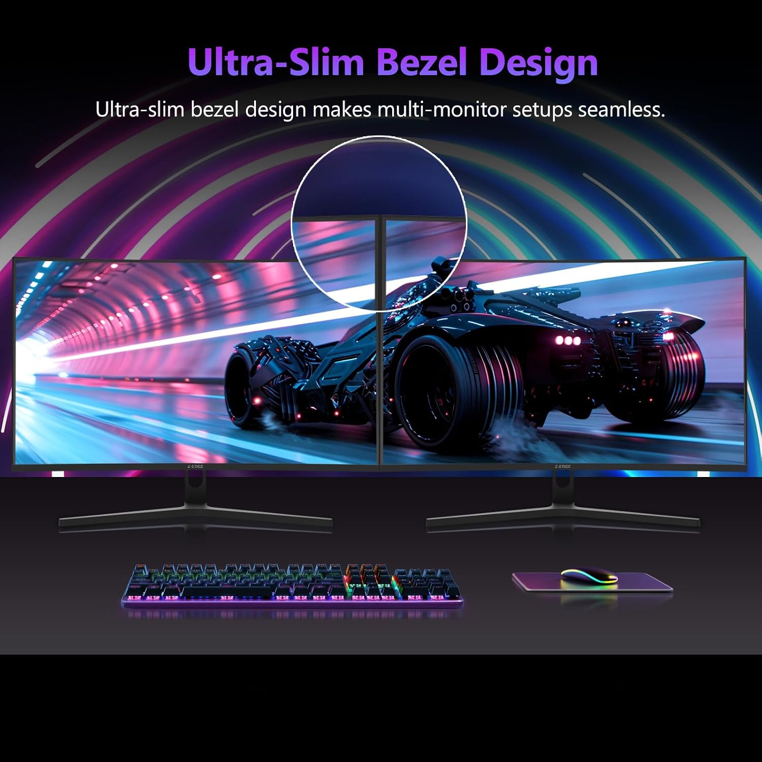 Z-Edge 34 inch WQHD 1440P Curved Gaming Monitor, 240Hz Computer Monitor | AG34P 1500R Frameless 21:9 Curved Screen, Height Adjustable, Office & Gaming, 1ms, Dual DP & HDMI, Metal Stand