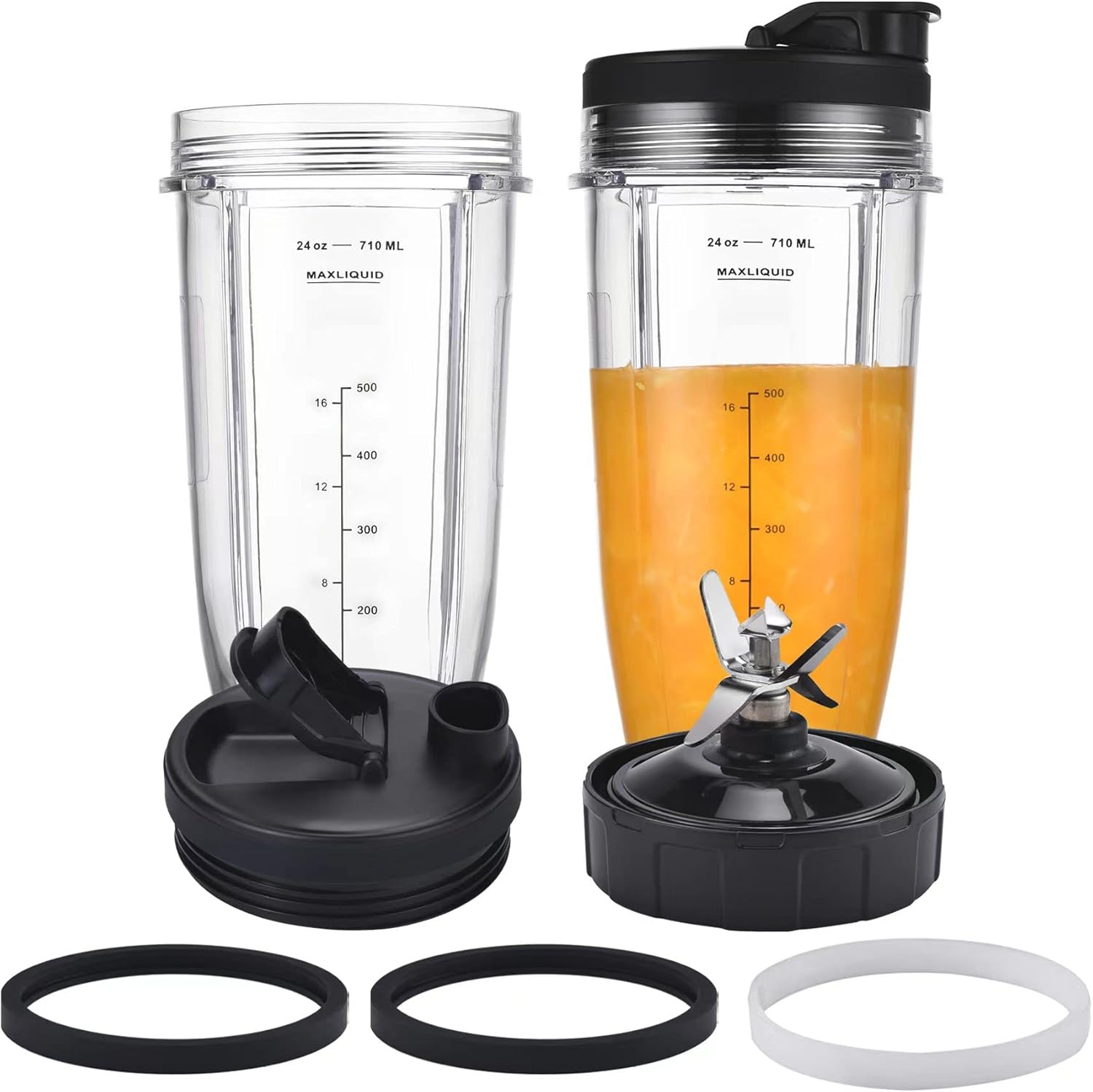 Blender Cups Fit for Ninja, Replacement Parts 16OZ Cups with Lids