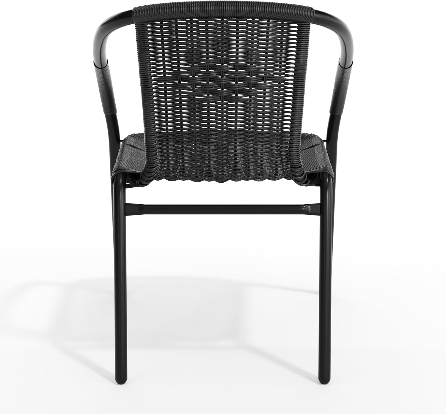 Flash Furniture Lila Modern Rattan Indoor/Outdoor Stackable Dining Chairs, Stacking Rattan Bistro Chairs for Patio or Restaurant, Set of 4, Brown | Commercial Grade, Indoor/Outdoor Use