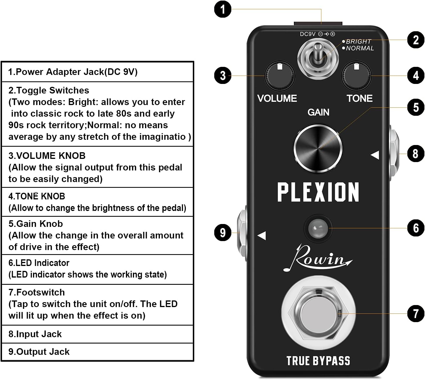 Vintage Vacuum Bluesy Guitar Effect Pedal,Electric Guitar Effect Sound Low Key Mild Clipping