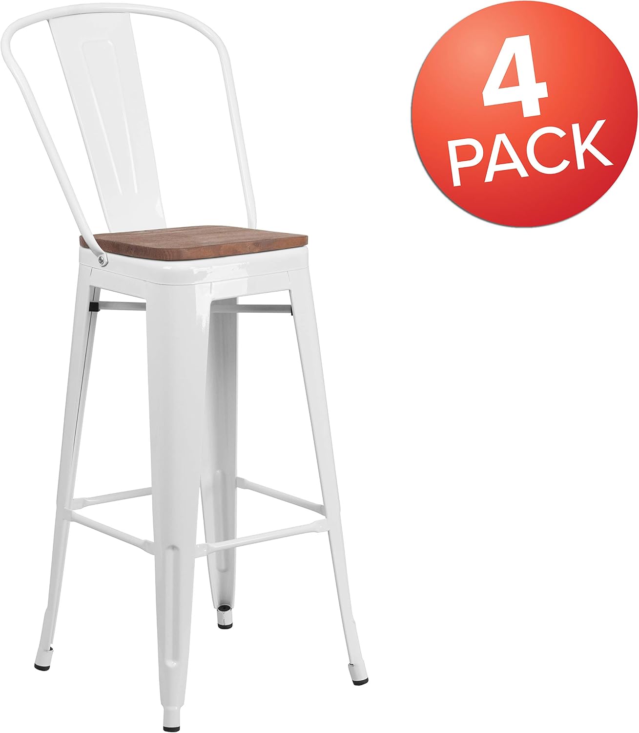 Flash Furniture 30 in Metal Barstool with Back, Blue | Commercial Grade, Removable Back, Indoor/Outdoor Use