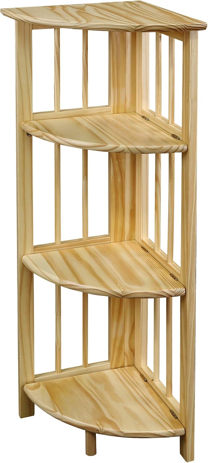 Casual Home 3-Shelf Folding Stackable Bookcase (27.5" Wide)-Walnut