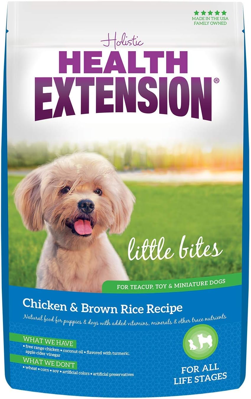 Health Extension Little Bites LITE Dry Dog Food, Chicken & Brown Rice for Toy and Small Breeds, Supports Healthy Weight, with Probiotics & Superfoods for Digestion & Coat Health, 4 lb Bag