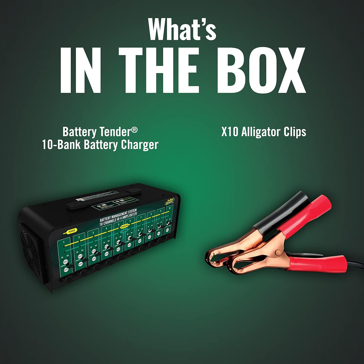 Battery Tender 10 Bank Multibank Charger - 40 AMP (4 AMPs Per Bank) - Selectable 12V / 6V - Smart and Switchable 12V Multi Battery Charger and