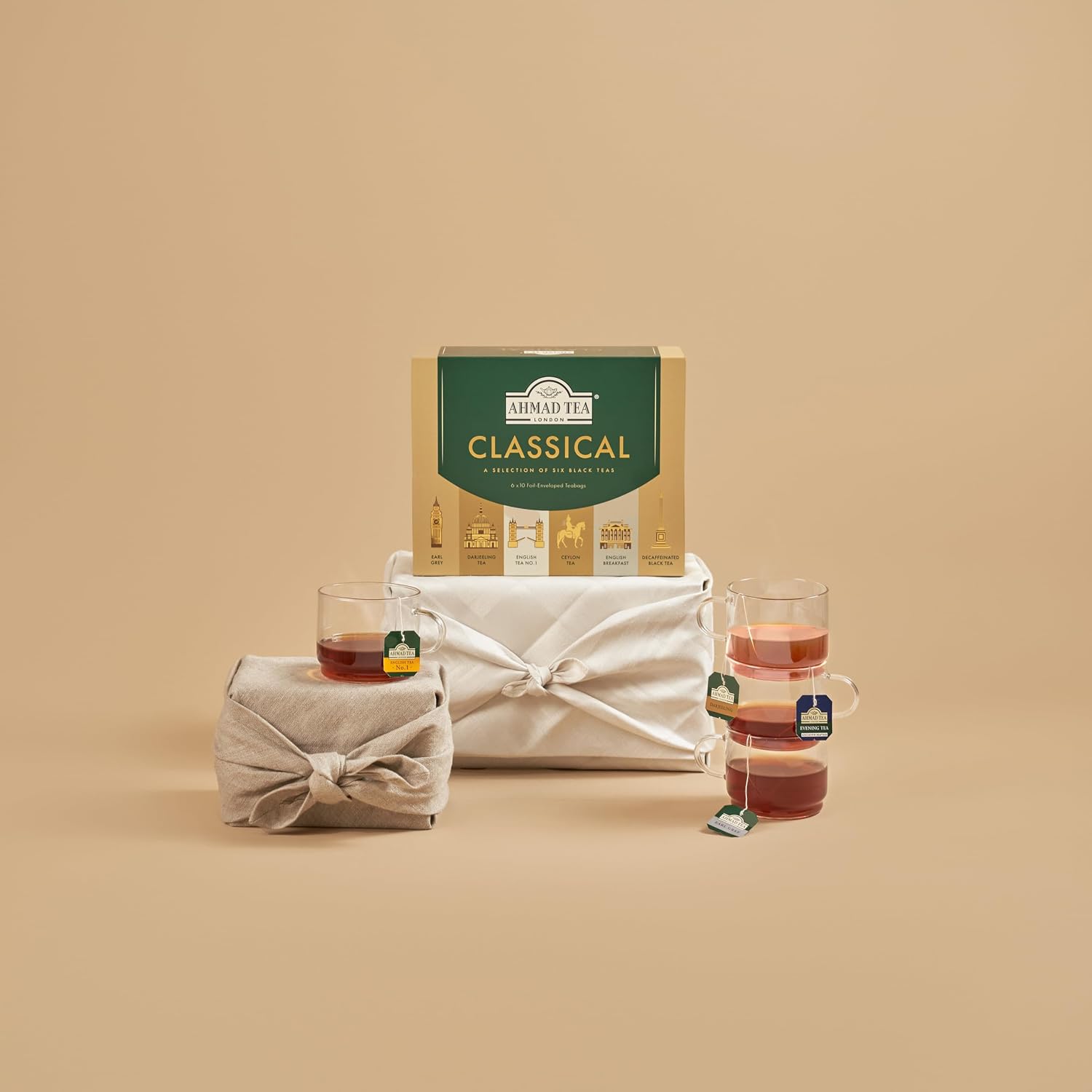 Ahmad Tea Green Tea, Evergreen Selection Pack Teabags, 60 Foil Teabags - Caffeinated & Sugar-Free