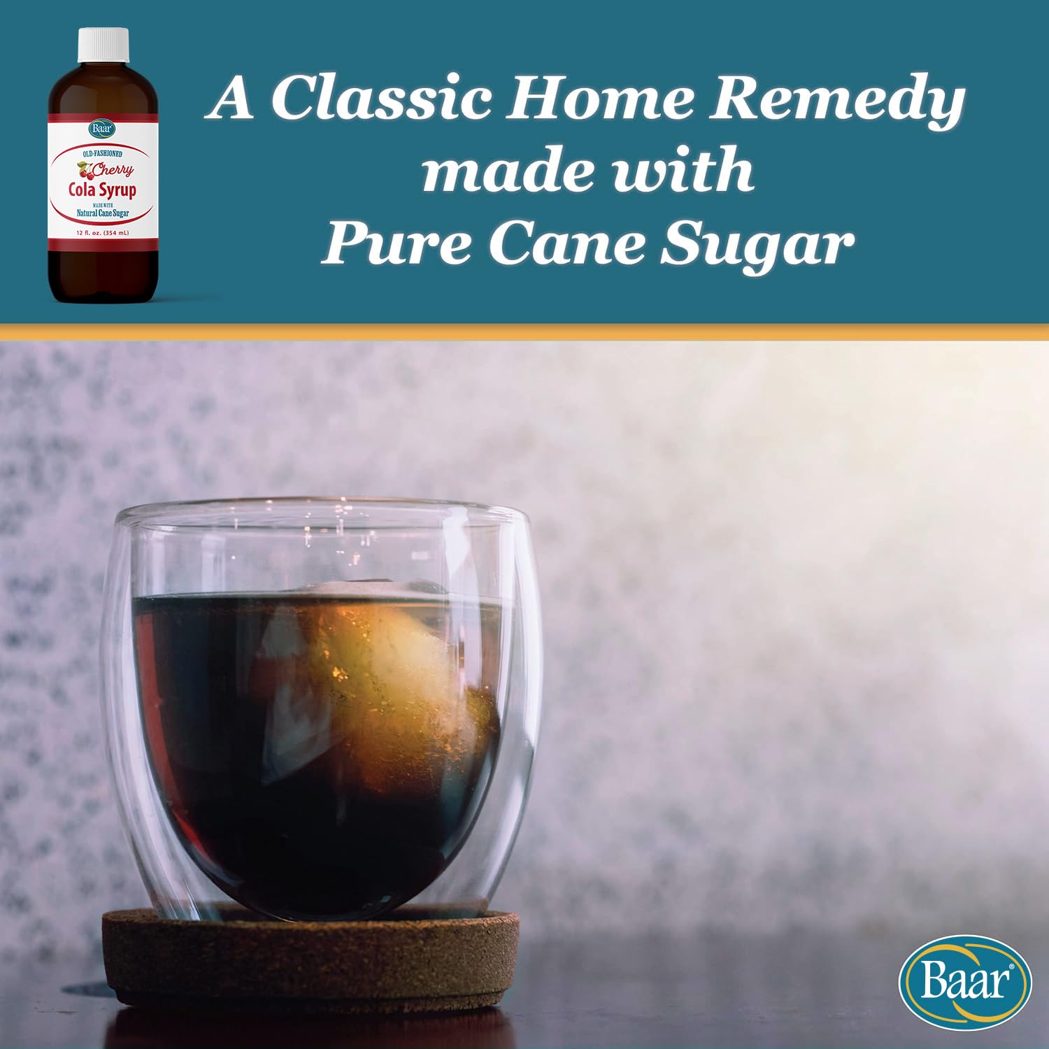 Baar Caffeine-Free Cola Syrup with Pure Cane Sugar, 12 oz | Non-Carbonated Cola Syrup, No High Fructose Corn Syrup, Made with Pure Cane Sugar for Mixing Drinks and Recipes