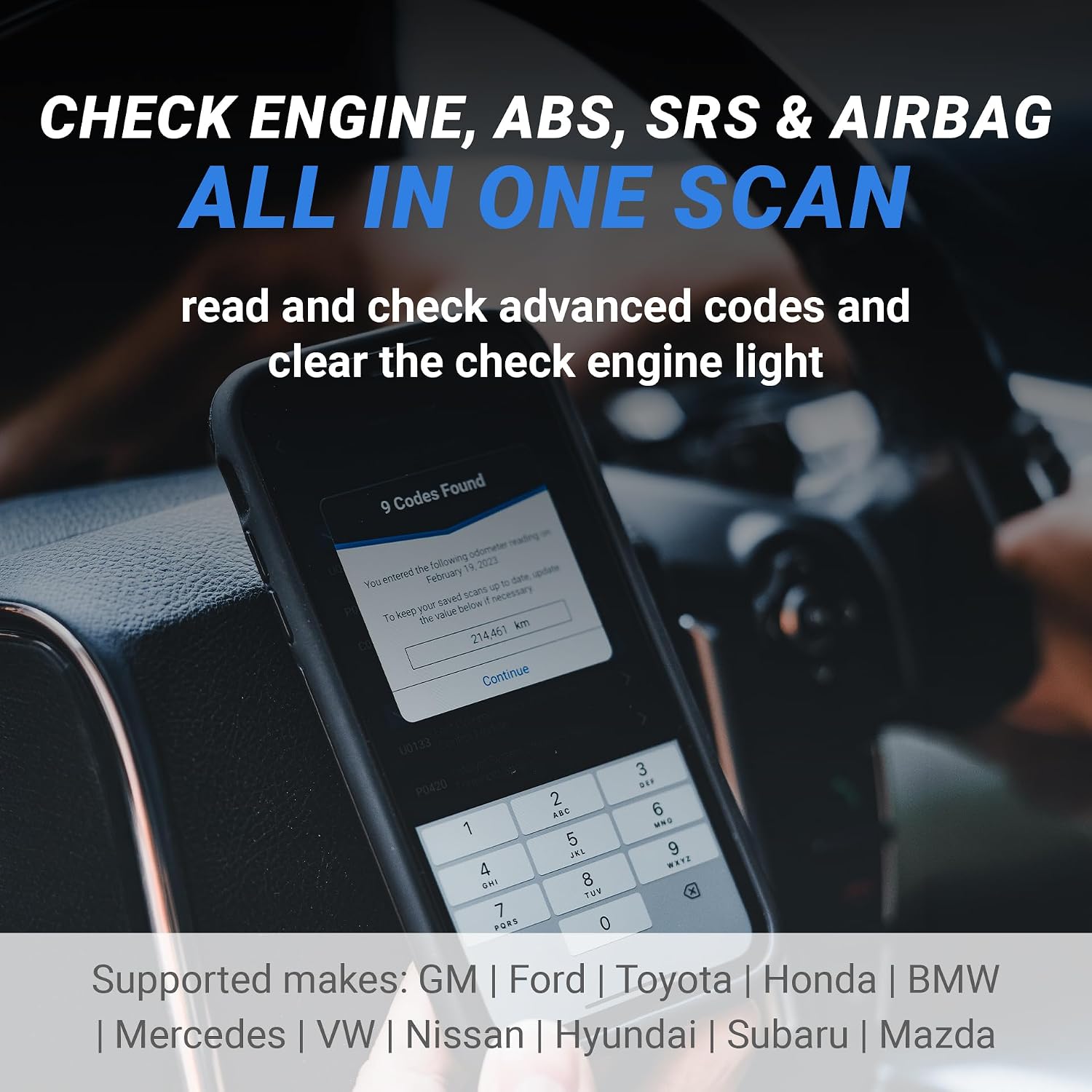 BlueDriver OBD2 Scanner Bluetooth, No Subscription, ABS SRS TPMS | OBDII Diagnostic Scan Tool, Car Scanner & Code Reader, iPhone & Android, Check Engine, Repair Reports, Vehicles 1996+