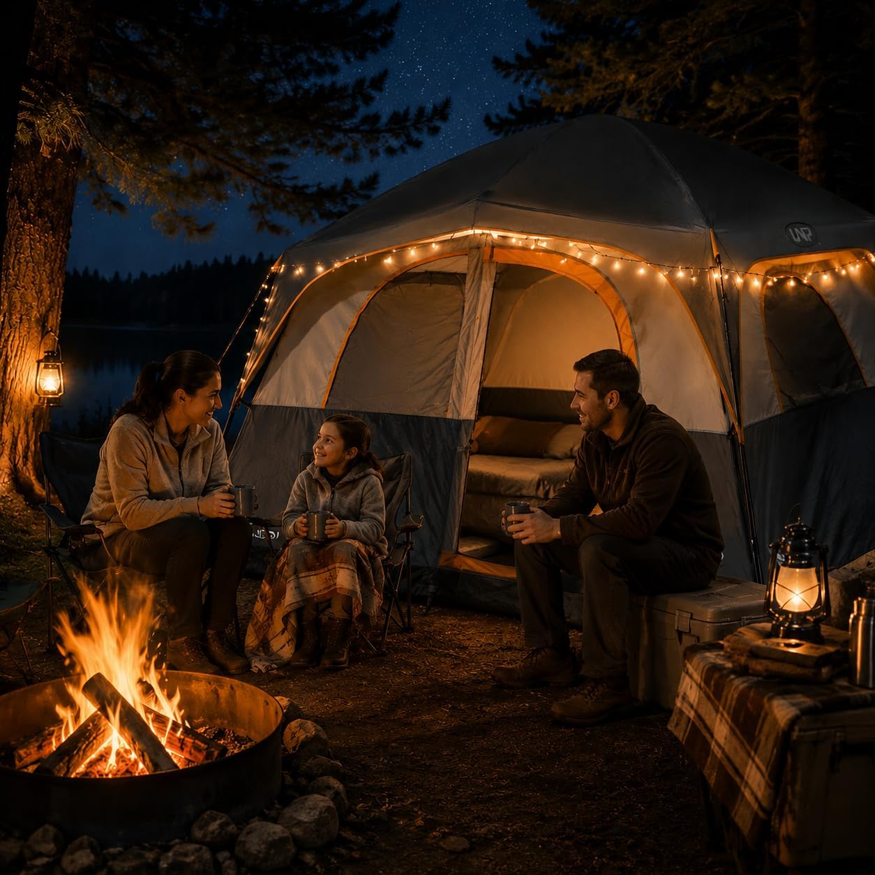 UNP 6 Person Tents for Camping Waterproof Family Cabin Tent with Rainfly