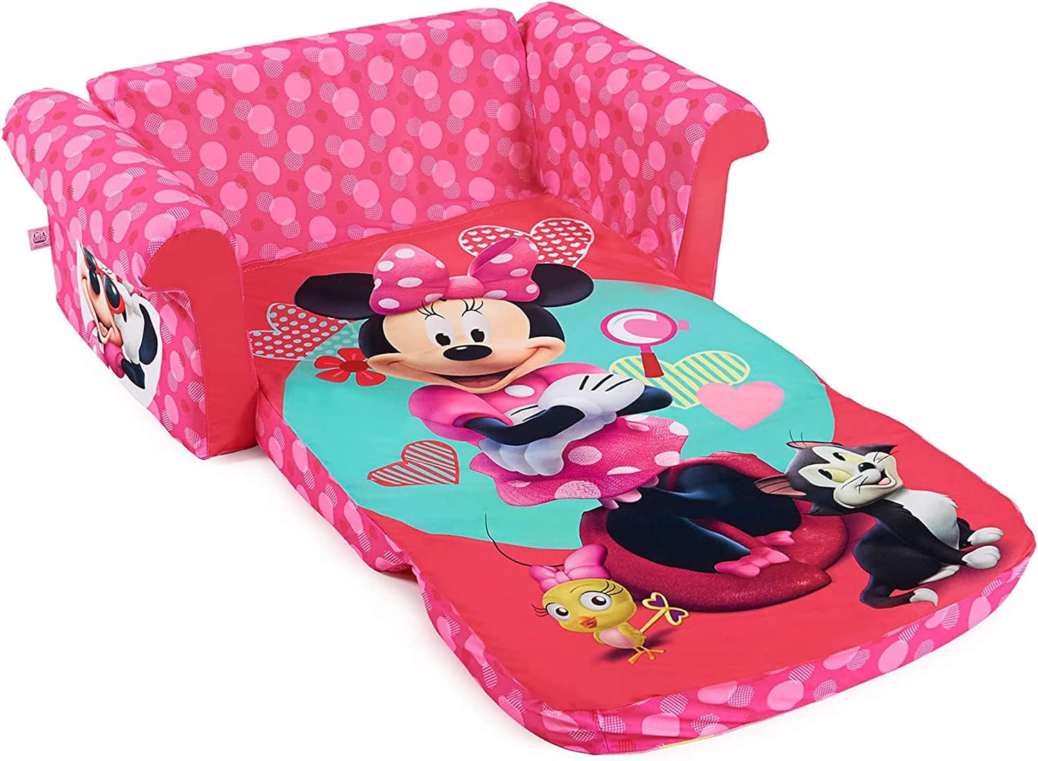Marshmallow Furniture, Children's 2 in 1 Flip Open Foam Sofa, Minnie Mouse, by Spin Master | Pullout Foam Sleeper for Folding Lounging, Sitting, and Napping for Toddlers & Kids, Bedroom and Playroom Use