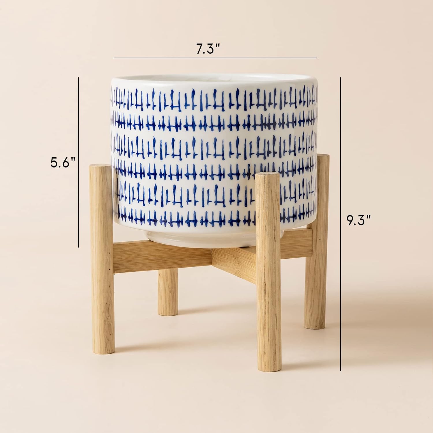 LA JOLIE MUSE Ceramic Planter with Wood Stand