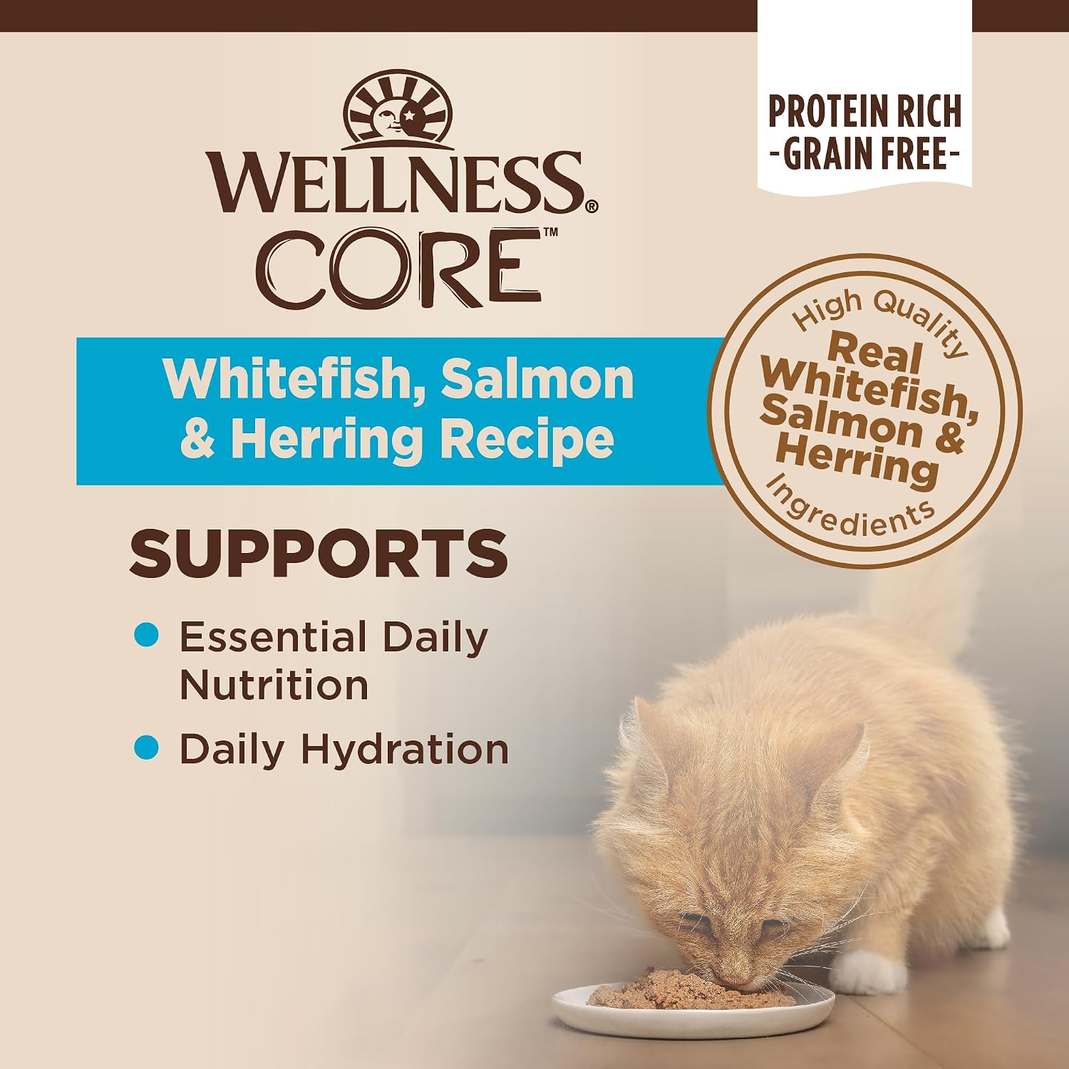 Wellness CORE Pate Adult Canned Wet Cat Food, Natural, Protein Rich, Grain Free, Turkey and Duck Recipe, 3 oz, Pack of 12 Cans