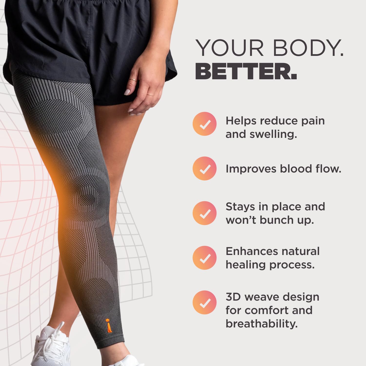 Incrediwear Leg Sleeve – Infrared Full Leg Sleeves for Women and Men Supporting Pain Relief, Swelling, Muscle Recovery, Post-Op, Lymphedema, ACL Recovery (Charcoal, X-Large)