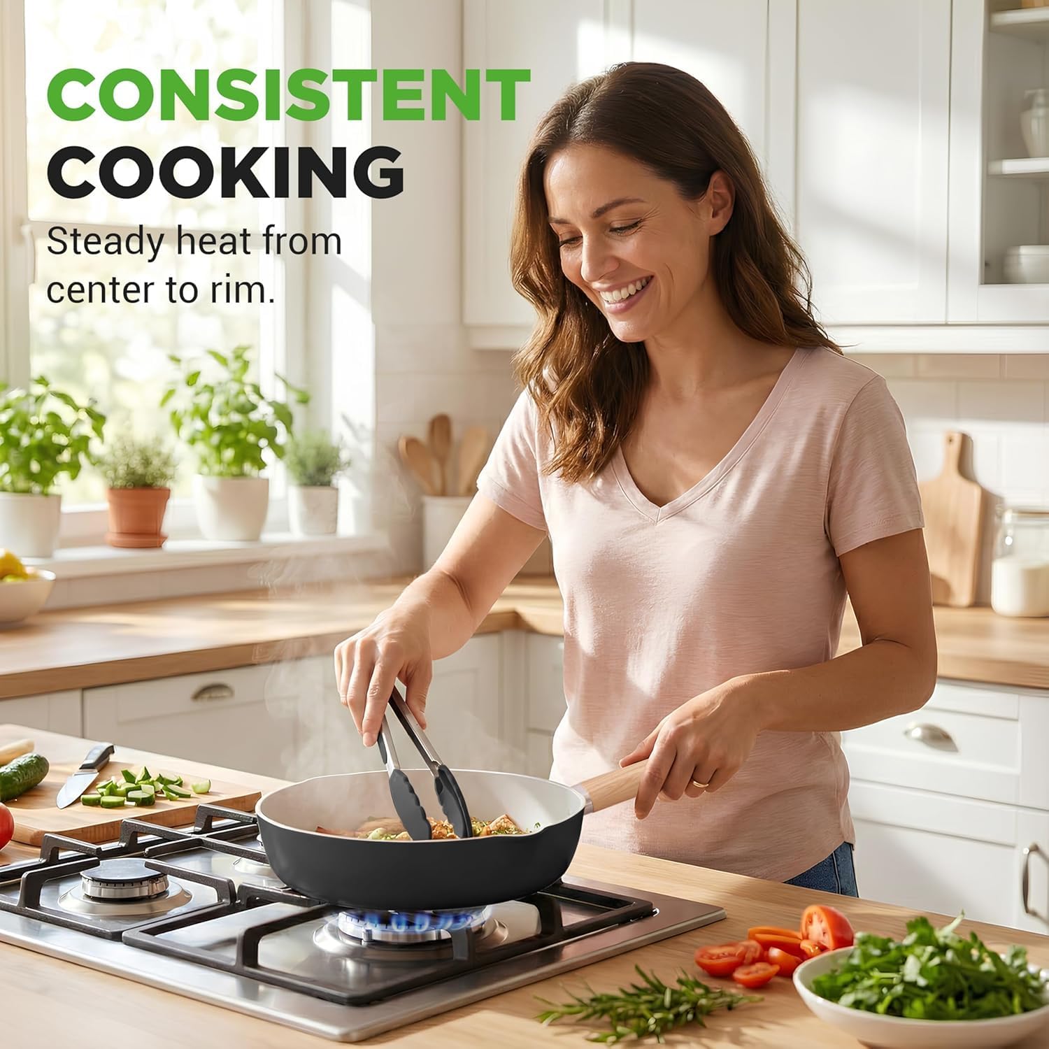 NutriChef Professional 12-Piece Nonstick Cookware - PFOA/PFOS-Free, Heat Resistant Lacquer, Elegant Design, Multi-Sized Pots and Pans, Teal/Gray/Green