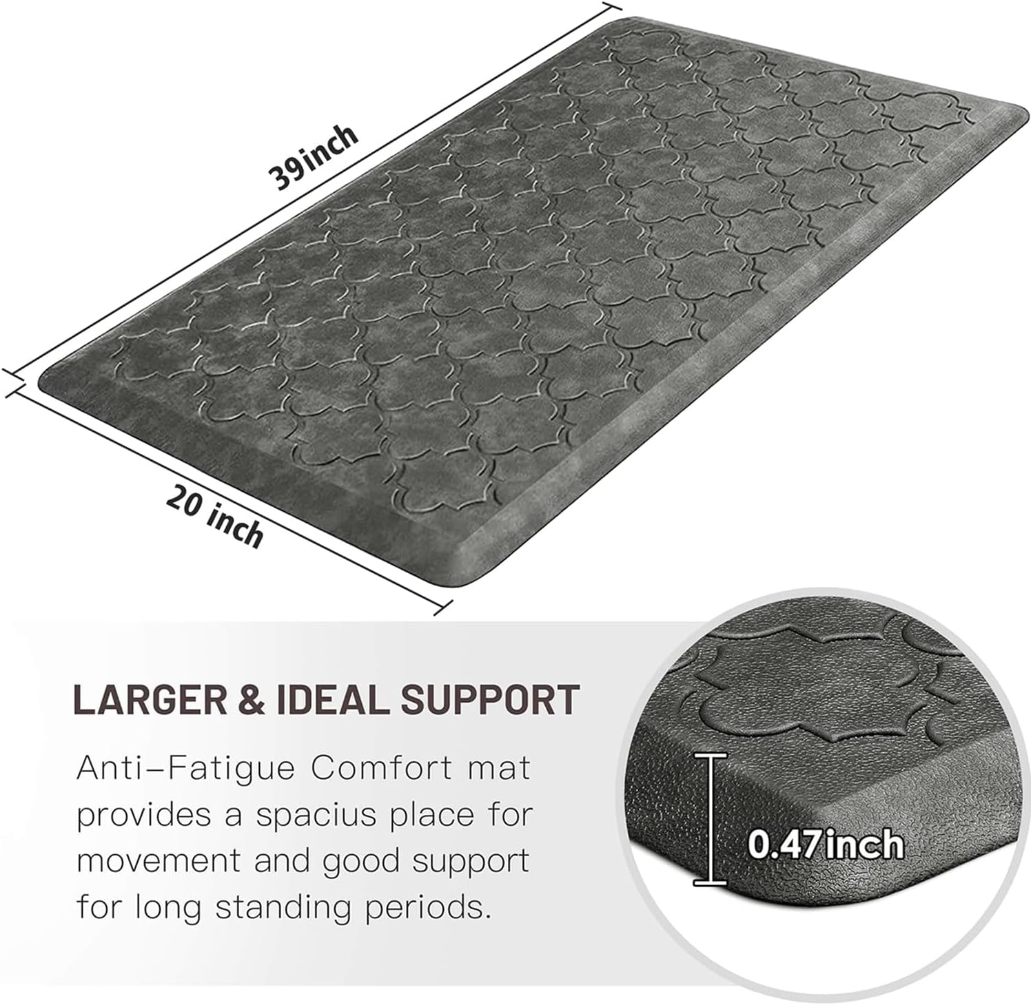 WISELIFE Kitchen Mat Cushioned Anti Fatigue Floor Mat, 17.3"x60", Thick Non Slip Waterproof Kitchen Rugs and Mats, Standing Mat for Floor, Home
