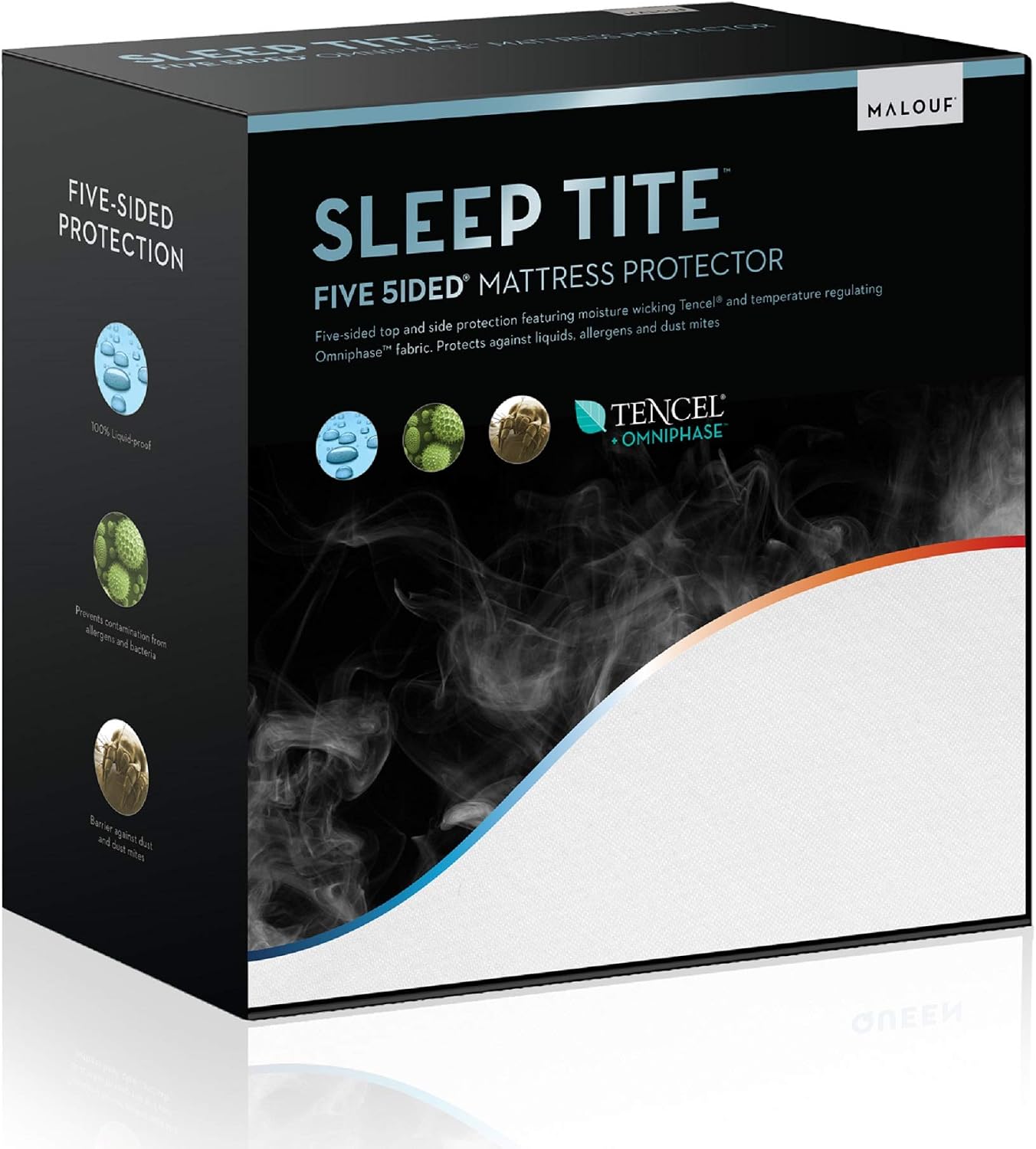 MALOUF Sleep TITE Hypoallergenic 100% Waterproof Protector-15-Year Warranty-Vinyl Free Mattress Protector, Queen, White