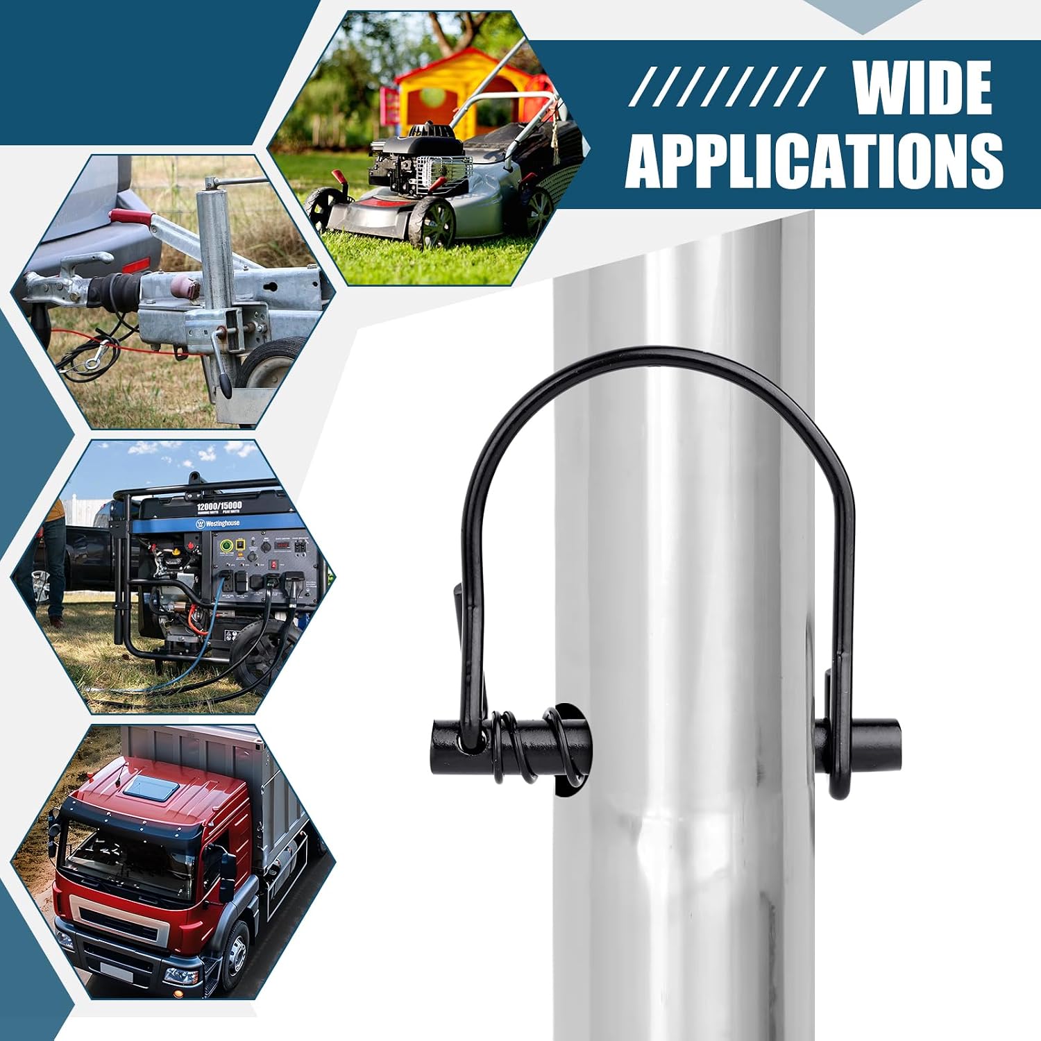 1/4 in Locking Pin with Spring 25 Pcs Silent Shaft Lock Pin, Black Arch Trailer Coupler Pins for Farm Trailers Wagons Towing