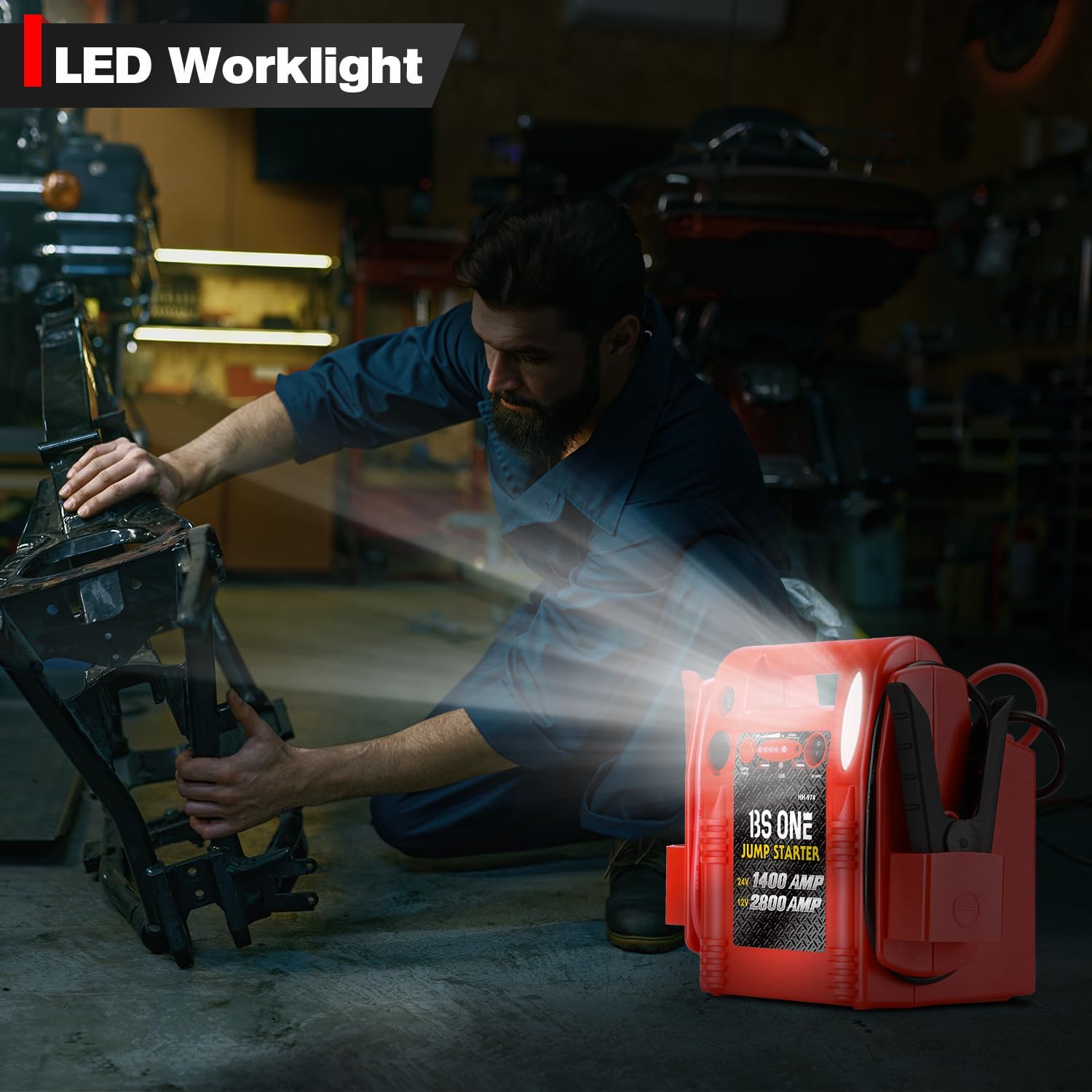 24V / 12V Jump Starter, Heavy Duty 1200/2400 Peak Amp Sealed Lead Acid Battery Jump Starter for Car Truck Tractor Excavator