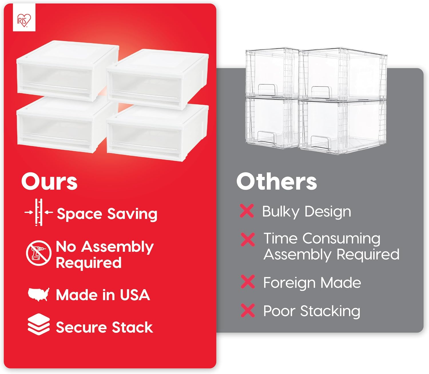 IRIS USA Shallow Box Chest Drawer, White 129770
