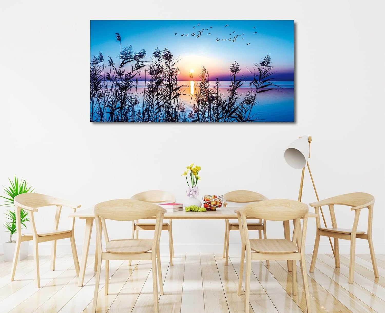 arteWOODS Ocean Wave Canvas Wall Art Beach Sunset Pictures Coastal Nature Artwork Blue Sea Painting Prints for Living Room Bedroom Home Office Decoration 20" x 40"