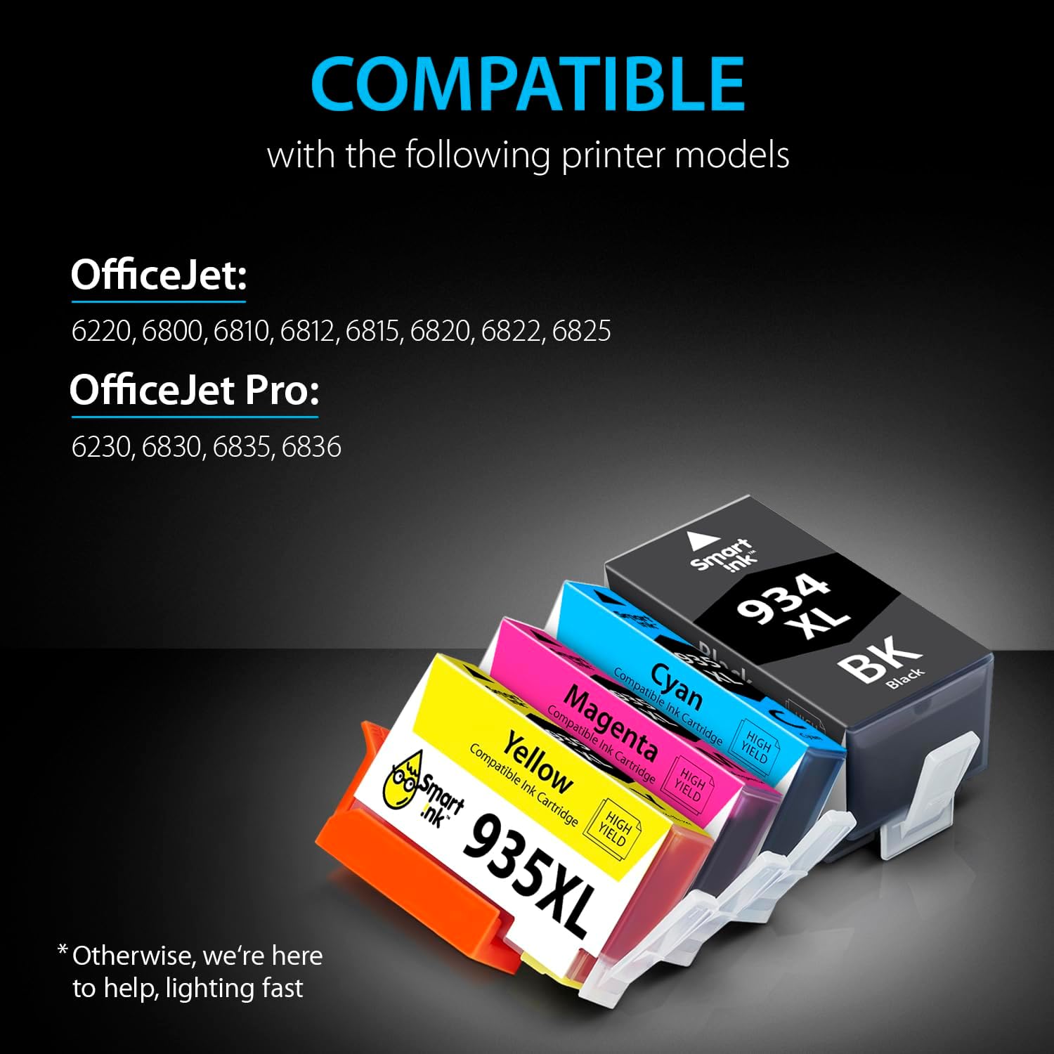 Smart Ink Compatible Ink Cartridges Replacement for HP 934 and 935 HP 934XL 935XL 4 Combo Pack (1 Black